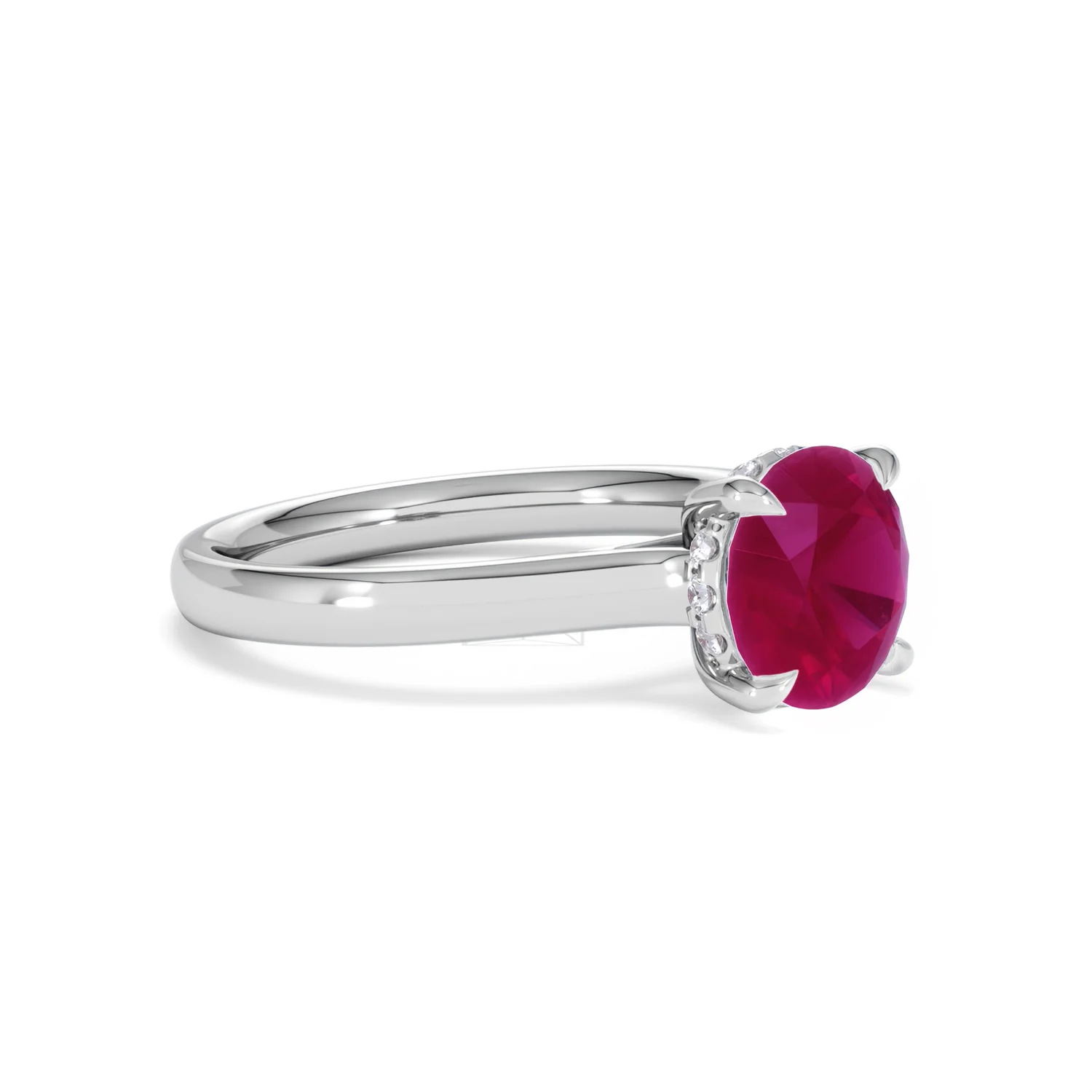 Amora Gem 2.00ct Round Cut Lab Ruby Hidden Halo Engagement Ring in 18K White Gold - Image 19