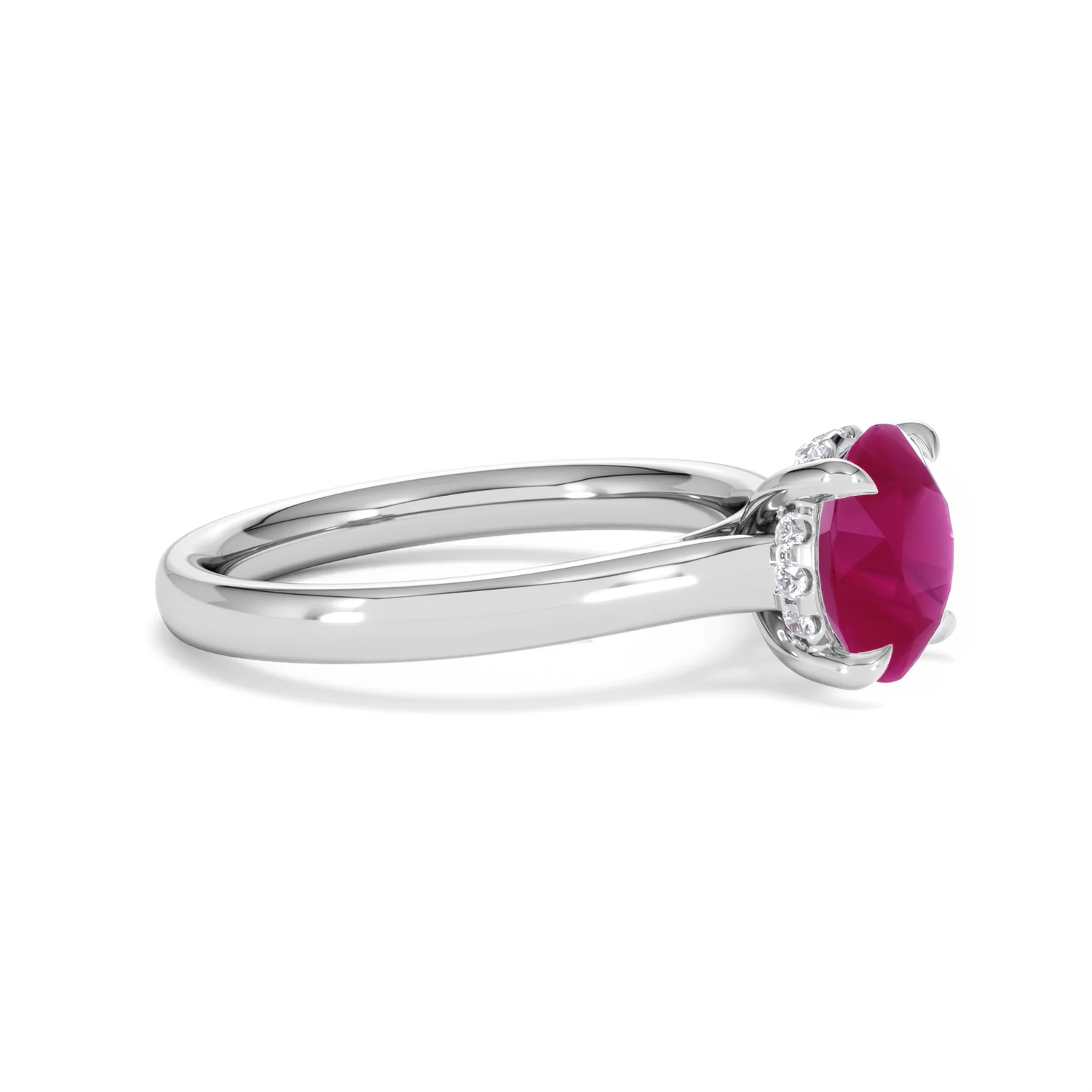 Amora Gem 2.00ct Round Cut Lab Ruby Hidden Halo Engagement Ring in 18K White Gold - Image 23