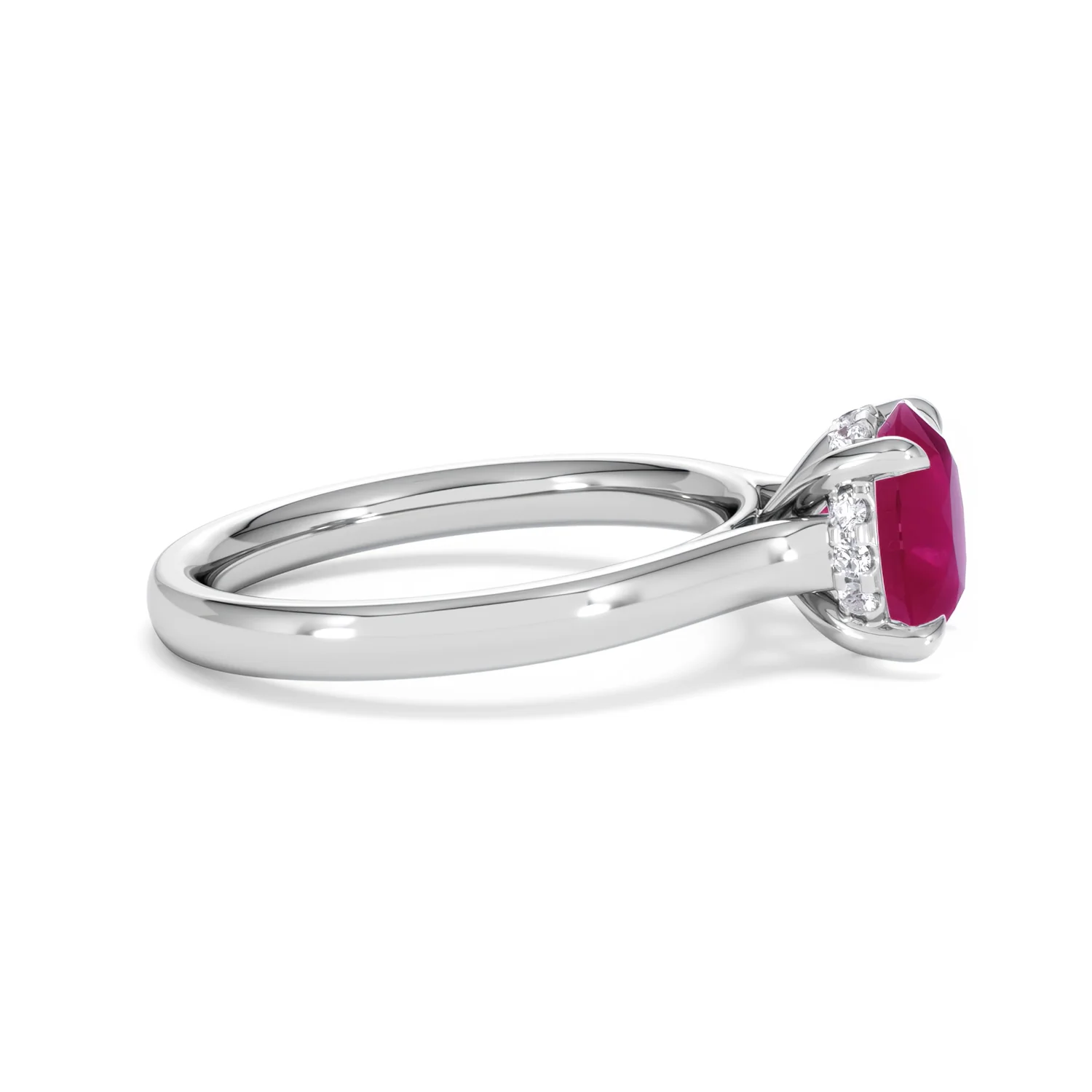 Amora Gem 2.00ct Round Cut Lab Ruby Hidden Halo Engagement Ring in 18K White Gold - Image 27