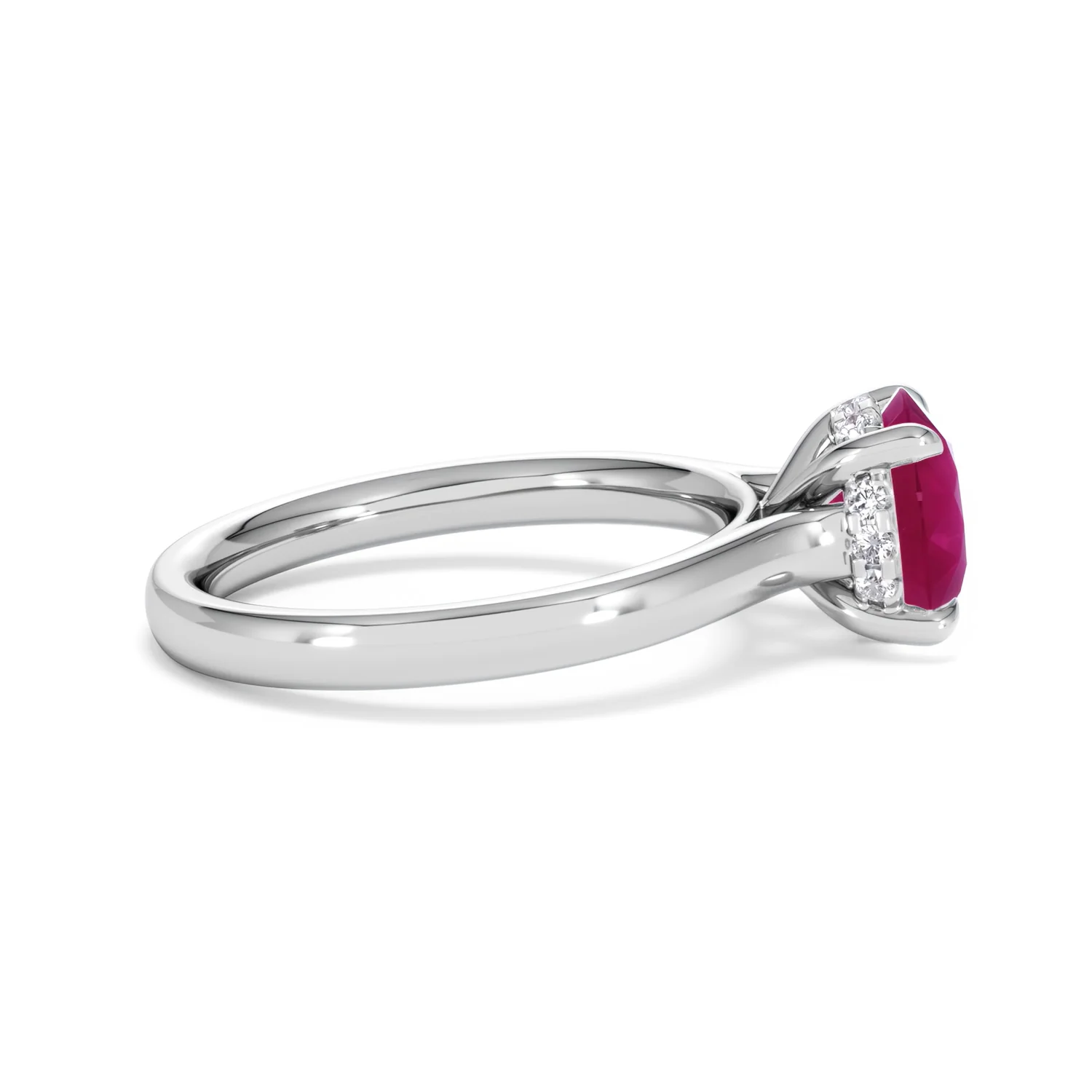 Amora Gem 2.00ct Round Cut Lab Ruby Hidden Halo Engagement Ring in 18K White Gold - Image 29
