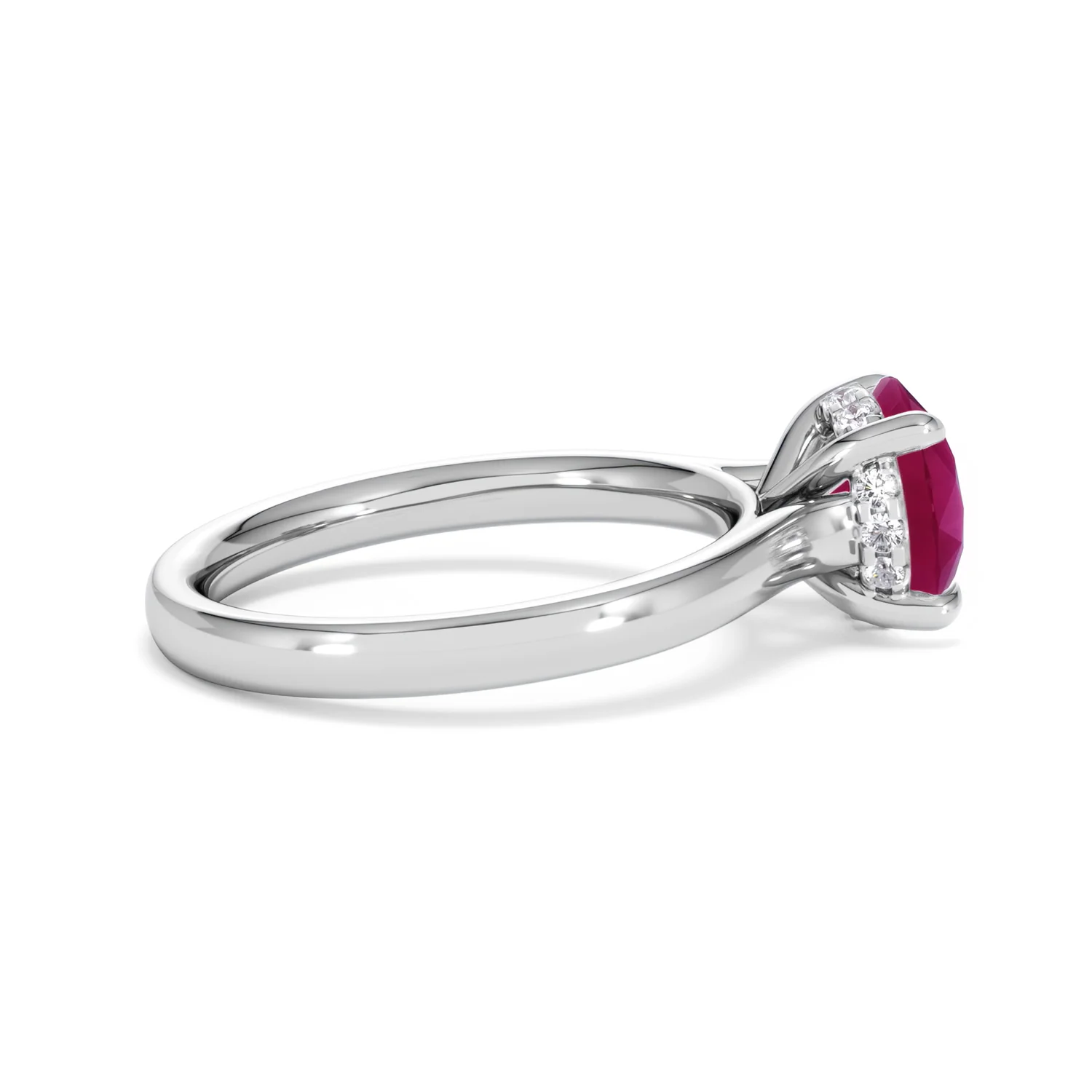 Amora Gem 2.00ct Round Cut Lab Ruby Hidden Halo Engagement Ring in 18K White Gold - Image 31