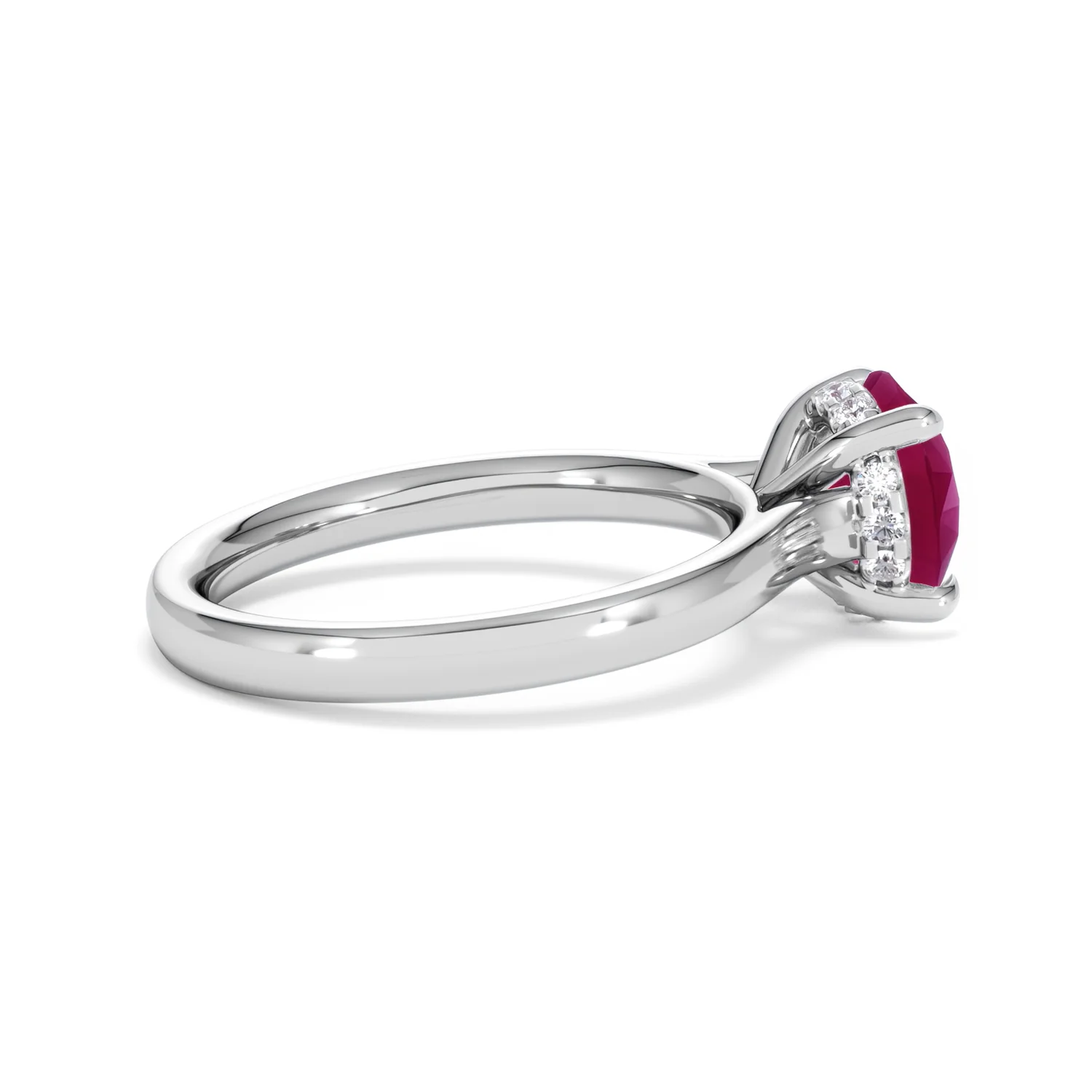 Amora Gem 2.00ct Round Cut Lab Ruby Hidden Halo Engagement Ring in 18K White Gold - Image 32