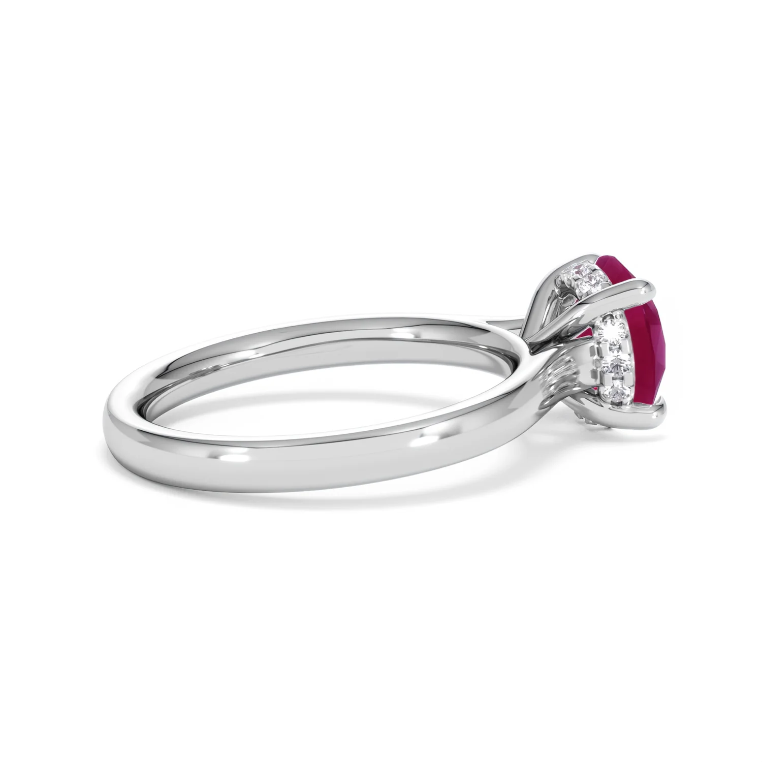 Amora Gem 2.00ct Round Cut Lab Ruby Hidden Halo Engagement Ring in 18K White Gold - Image 33