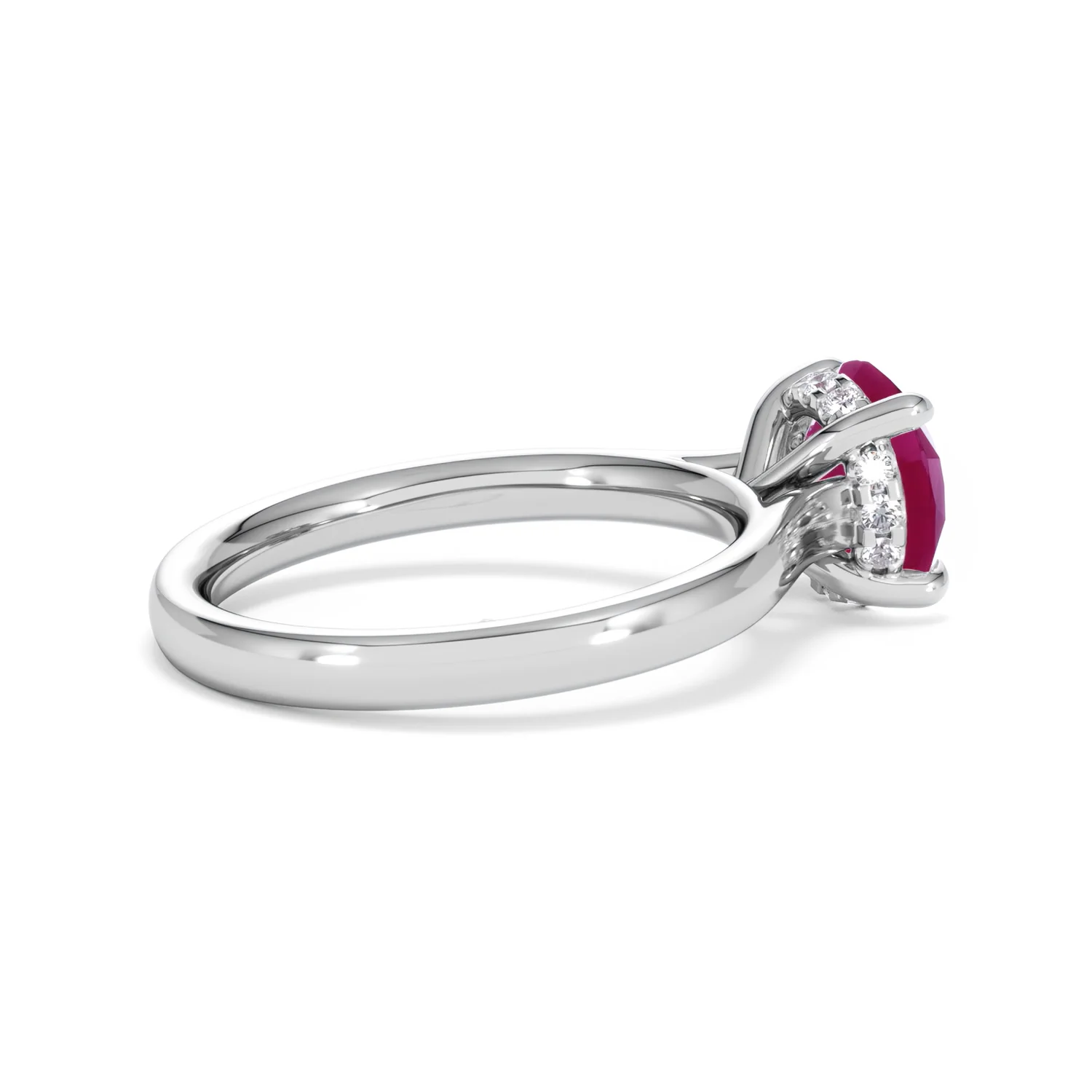 Amora Gem 2.00ct Round Cut Lab Ruby Hidden Halo Engagement Ring in 18K White Gold - Image 34