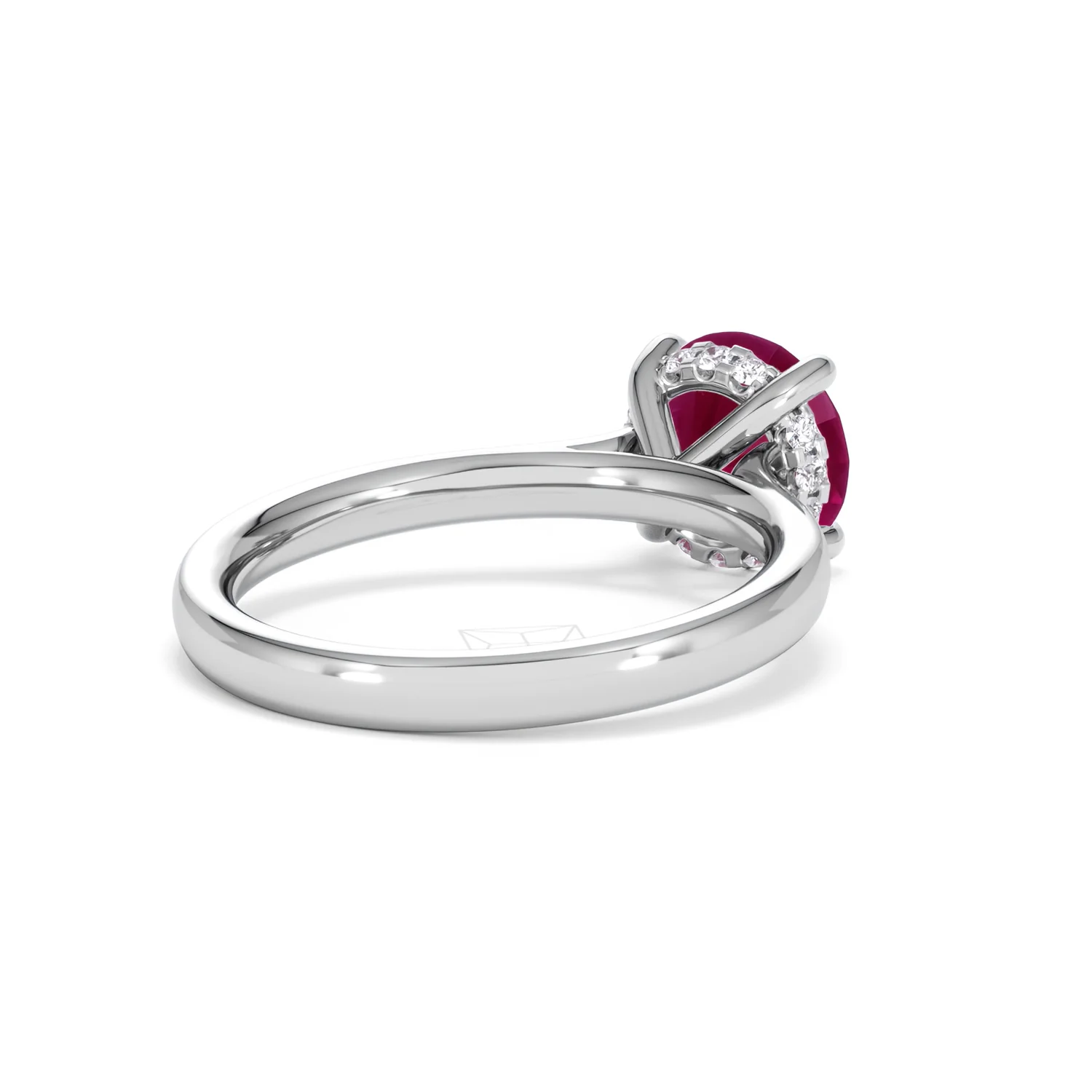 Amora Gem 2.00ct Round Cut Lab Ruby Hidden Halo Engagement Ring in 18K White Gold - Image 41