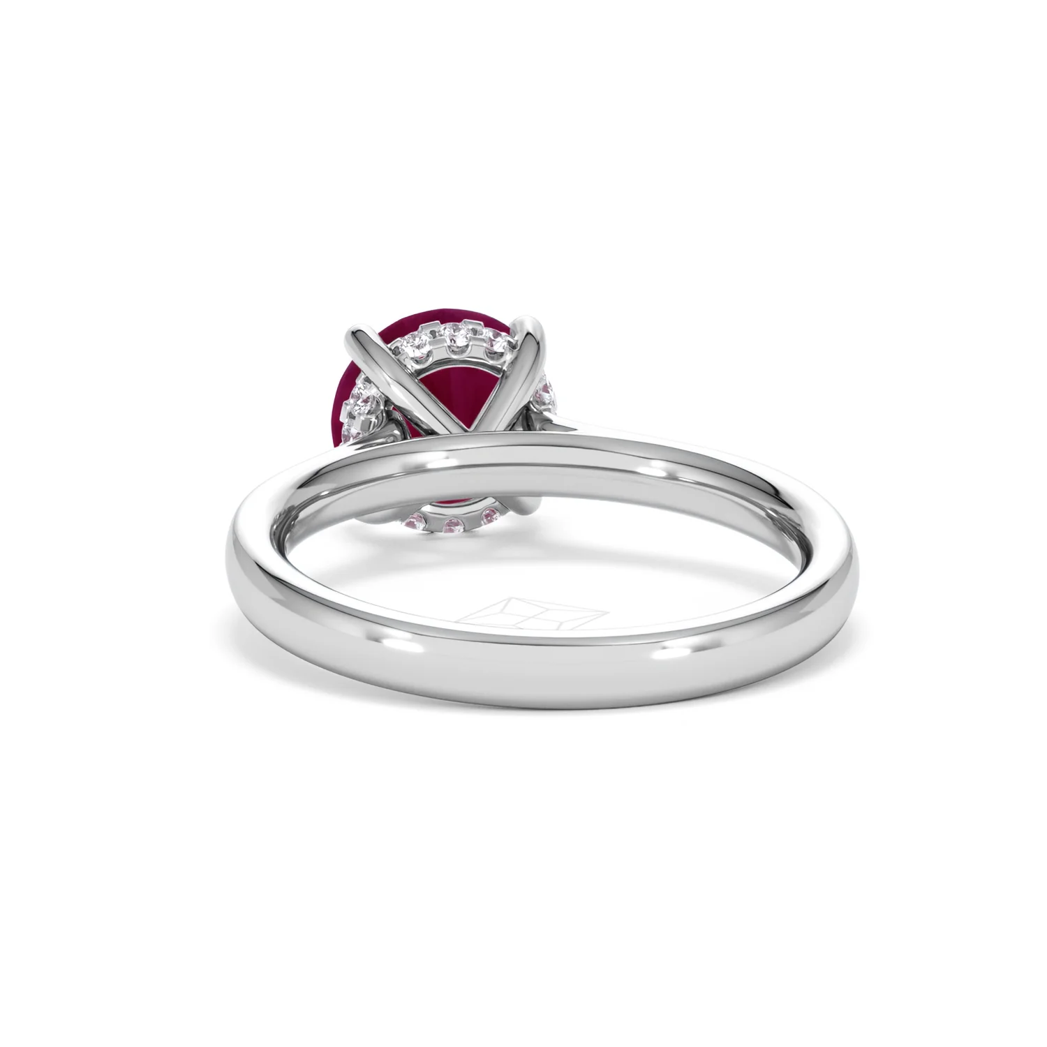 Amora Gem 2.00ct Round Cut Lab Ruby Hidden Halo Engagement Ring in 18K White Gold - Image 52