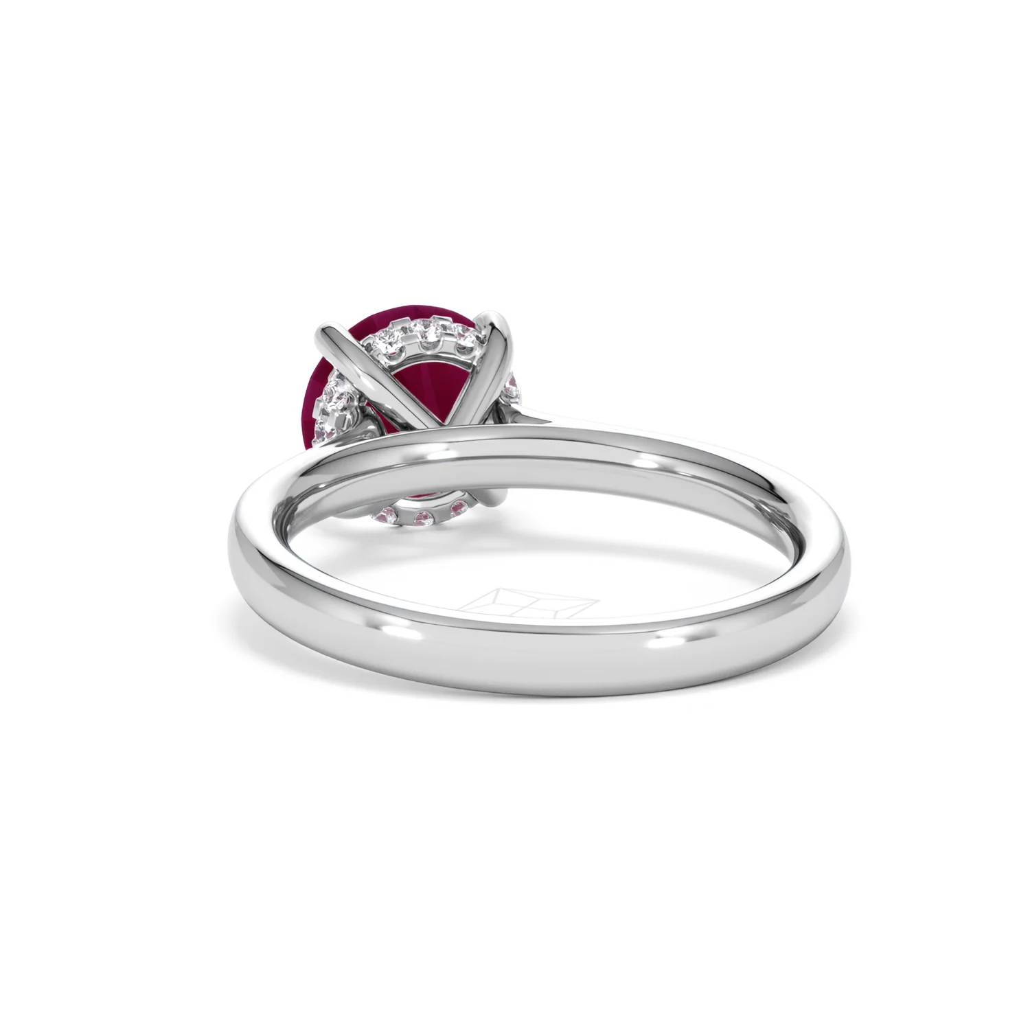 Amora Gem 2.00ct Round Cut Lab Ruby Hidden Halo Engagement Ring in 18K White Gold - Image 53