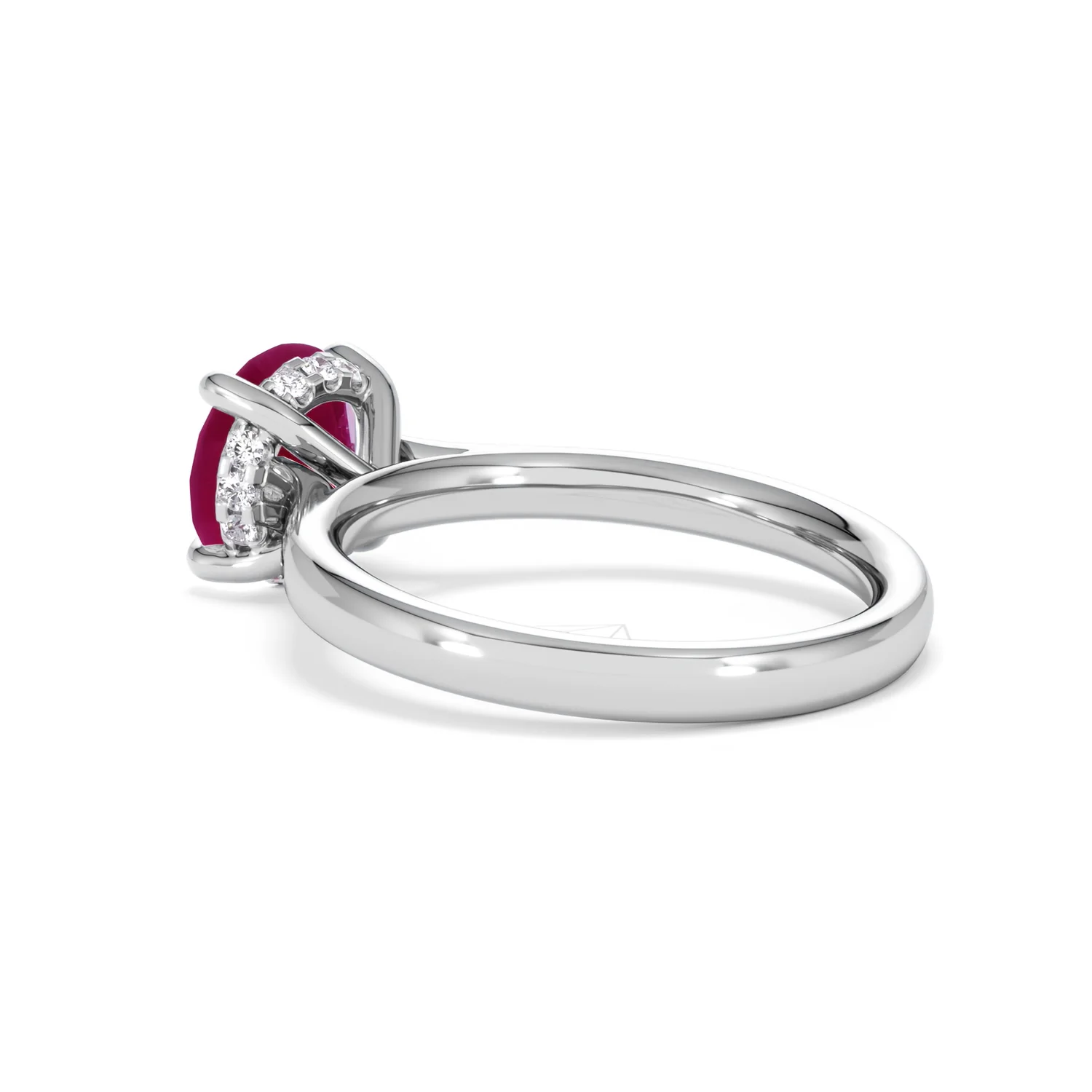 Amora Gem 2.00ct Round Cut Lab Ruby Hidden Halo Engagement Ring in 18K White Gold - Image 60