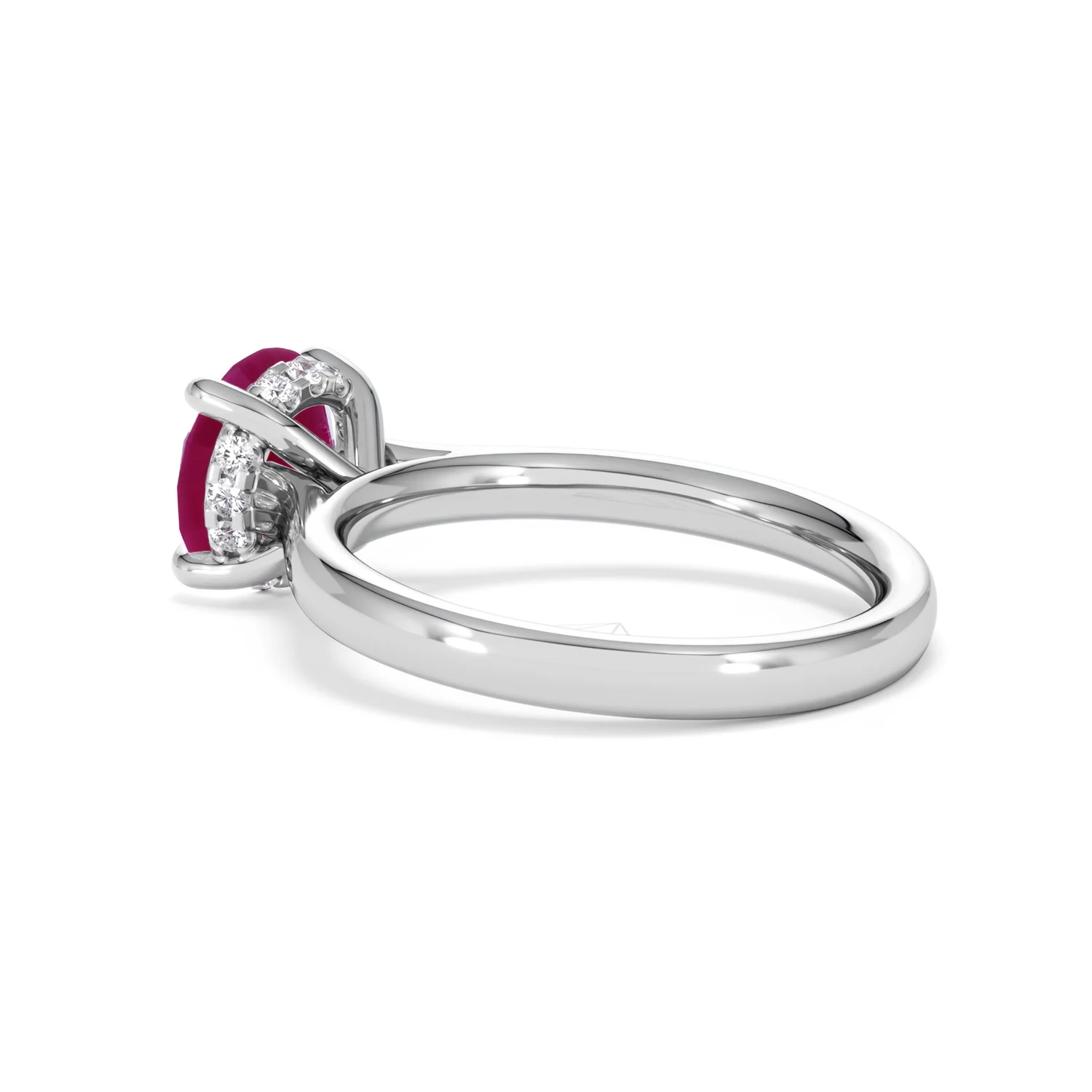Amora Gem 2.00ct Round Cut Lab Ruby Hidden Halo Engagement Ring in 18K White Gold - Image 61