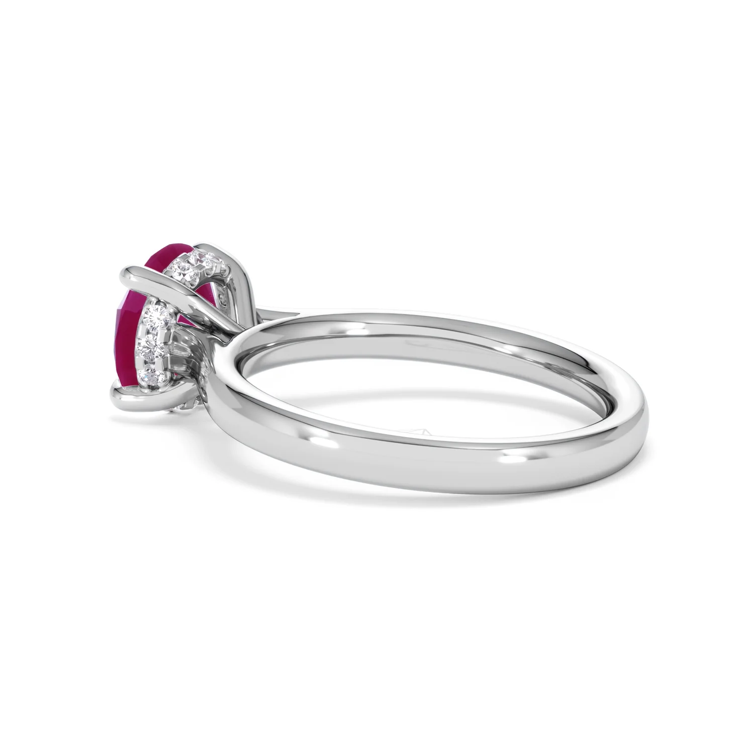 Amora Gem 2.00ct Round Cut Lab Ruby Hidden Halo Engagement Ring in 18K White Gold - Image 62