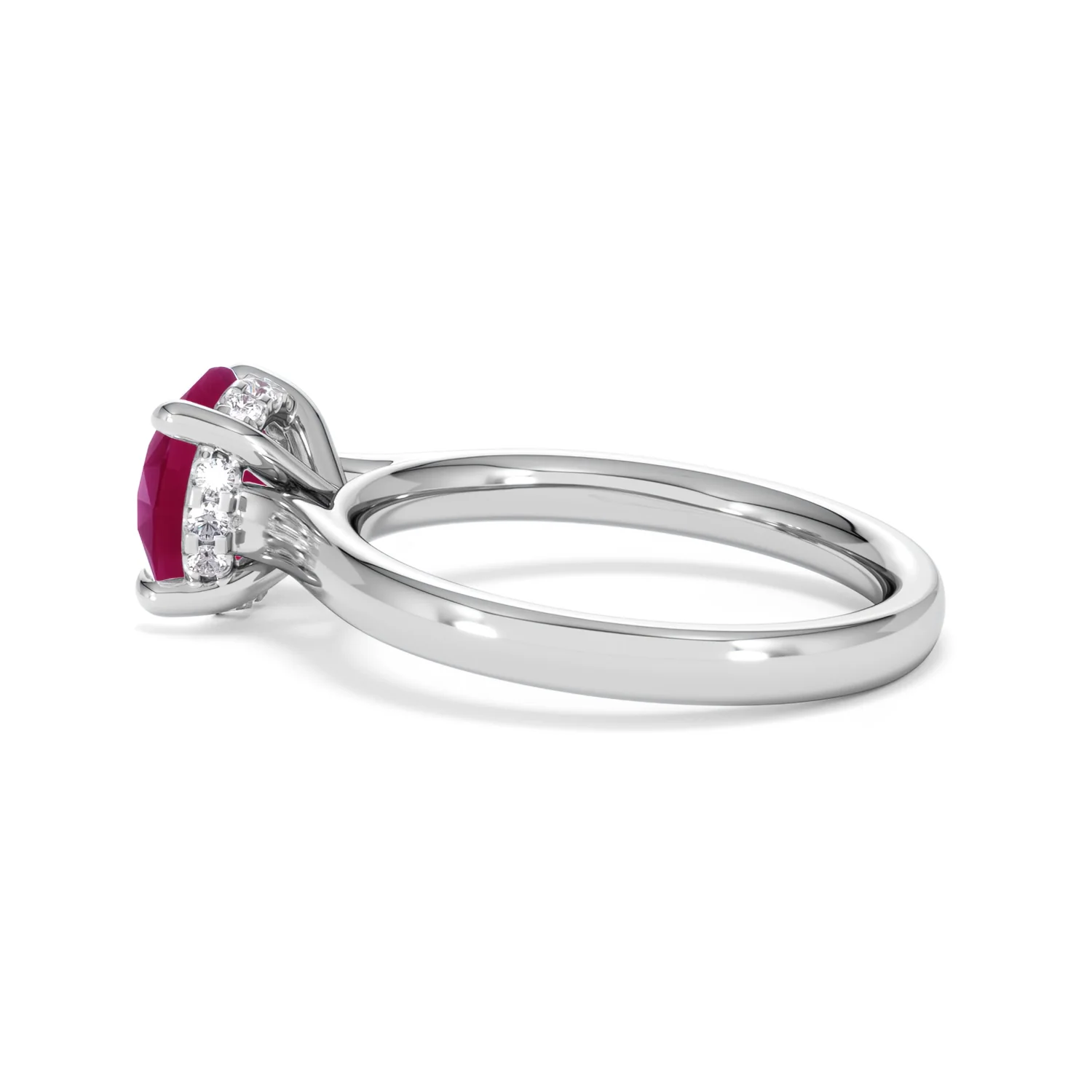 Amora Gem 2.00ct Round Cut Lab Ruby Hidden Halo Engagement Ring in 18K White Gold - Image 65