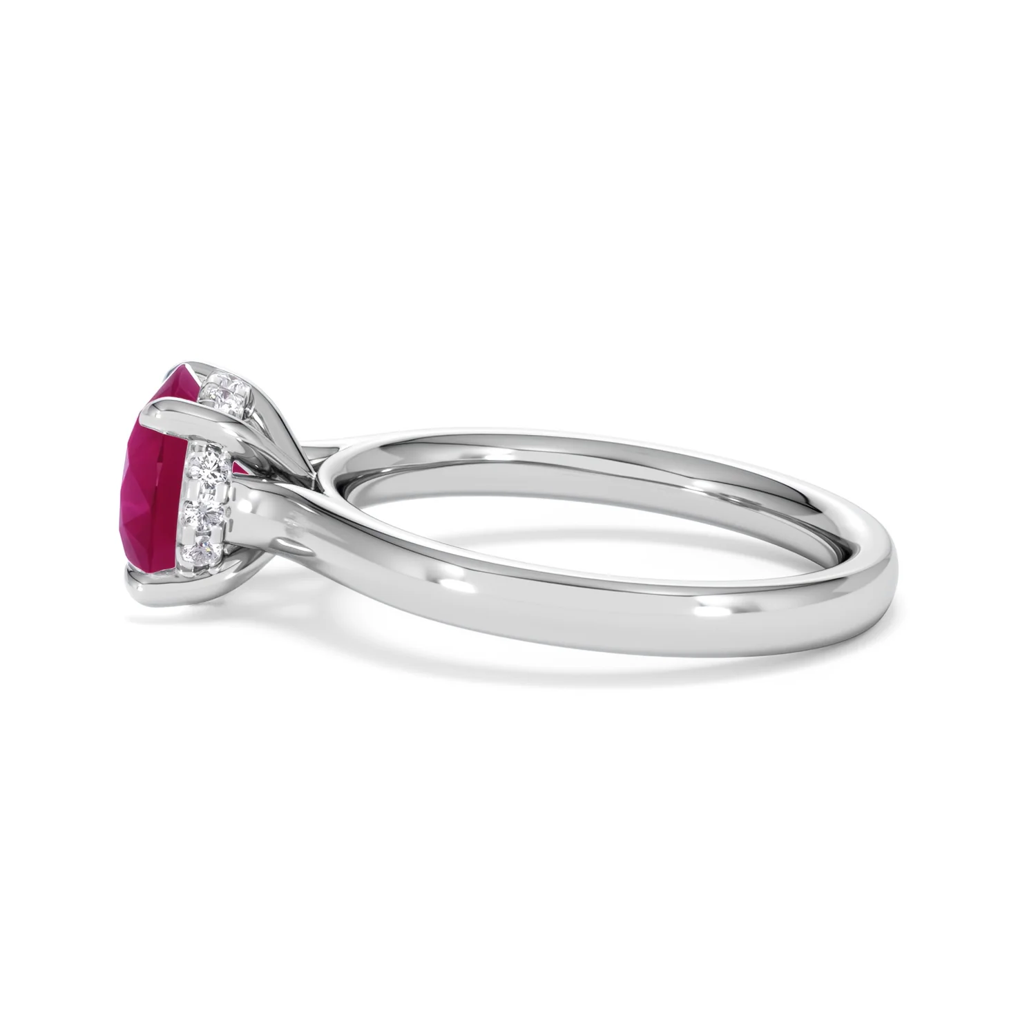 Amora Gem 2.00ct Round Cut Lab Ruby Hidden Halo Engagement Ring in 18K White Gold - Image 68