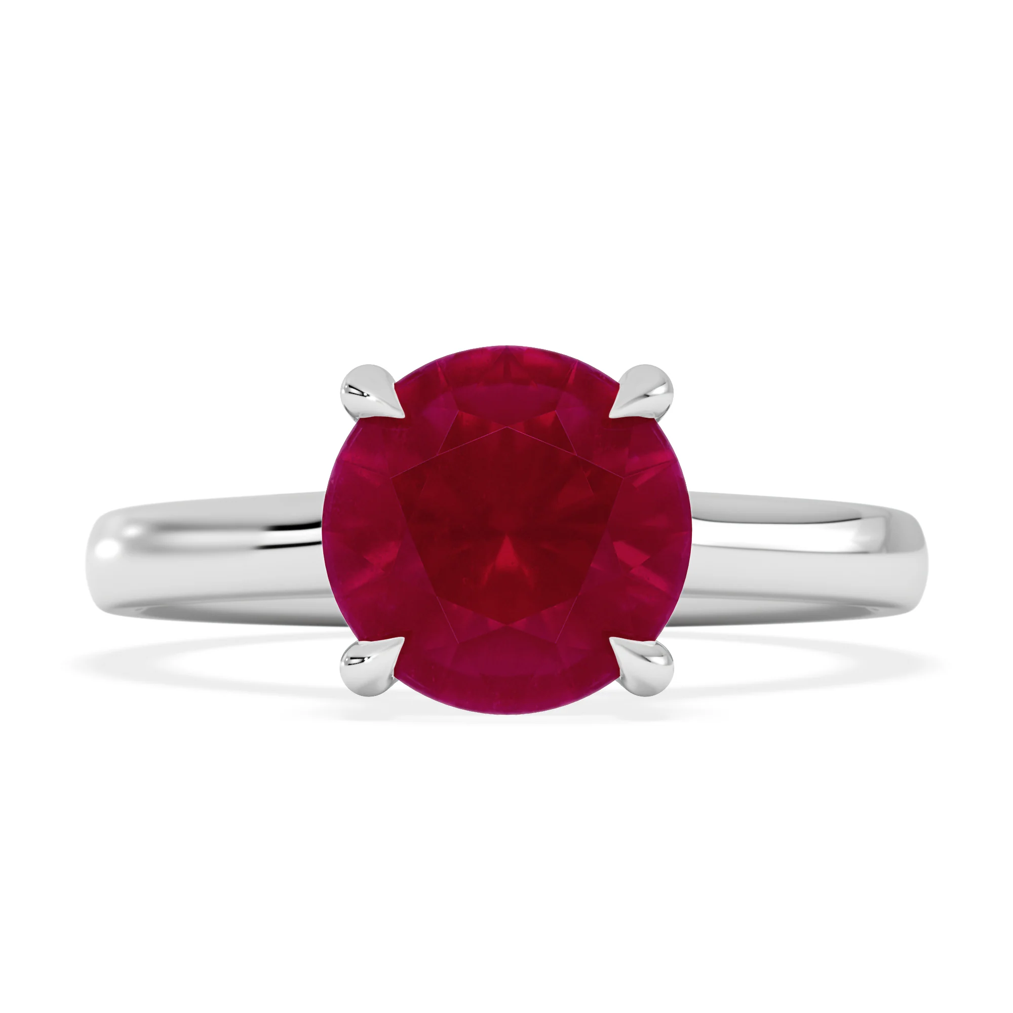 Amora Gem 2.00ct Round Cut Lab Ruby Hidden Halo Engagement Ring in 18K White Gold - Image 7