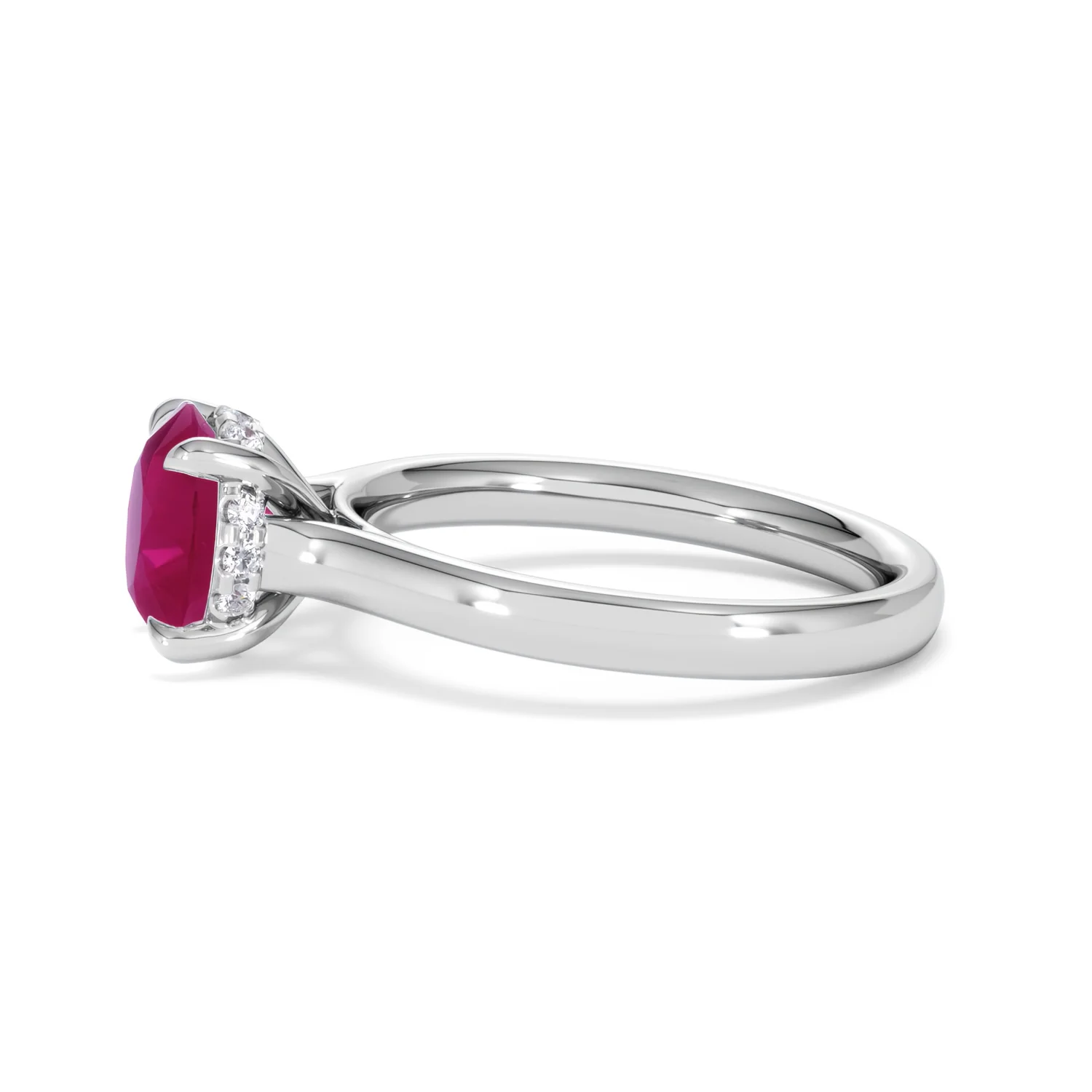 Amora Gem 2.00ct Round Cut Lab Ruby Hidden Halo Engagement Ring in 18K White Gold - Image 71