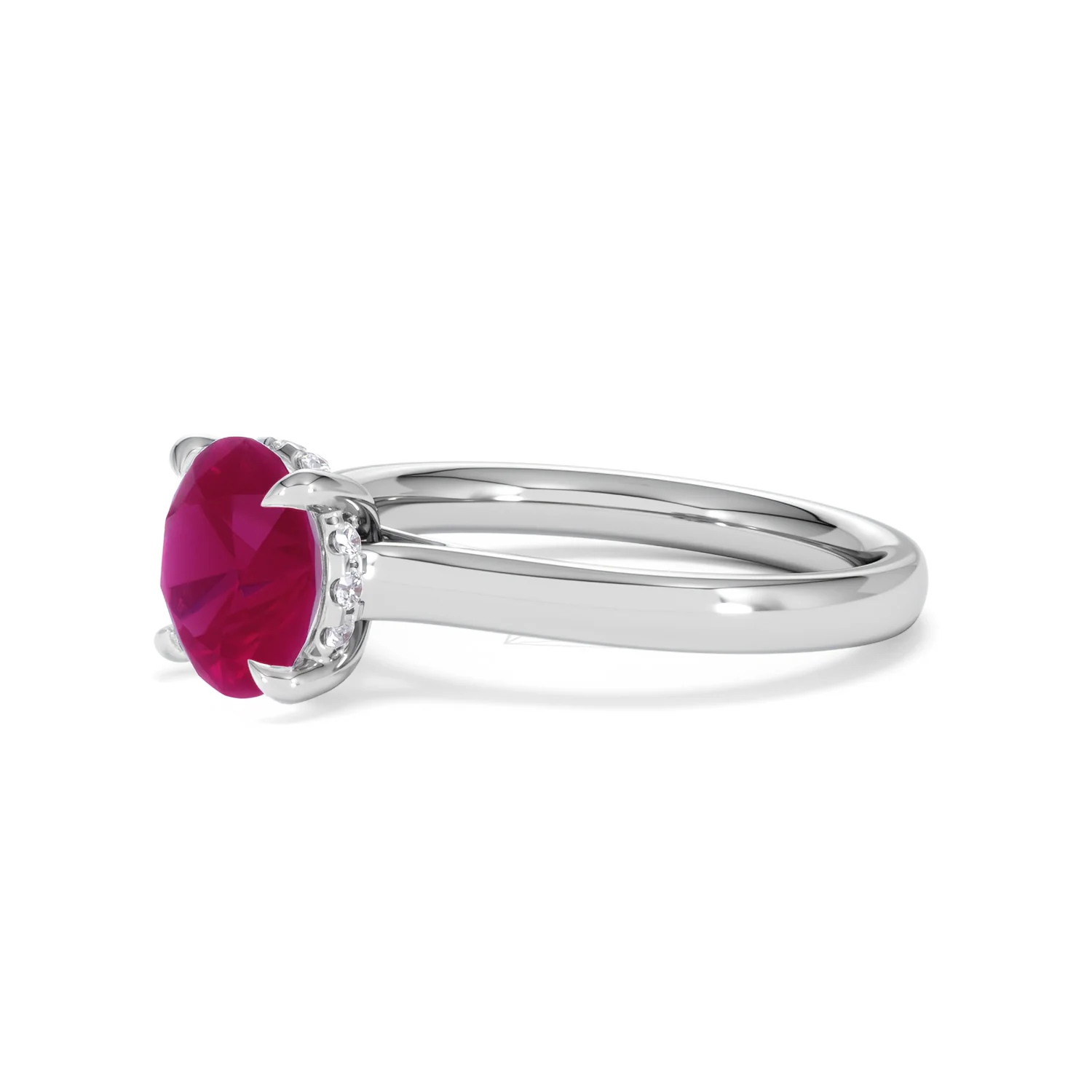 Amora Gem 2.00ct Round Cut Lab Ruby Hidden Halo Engagement Ring in 18K White Gold - Image 77
