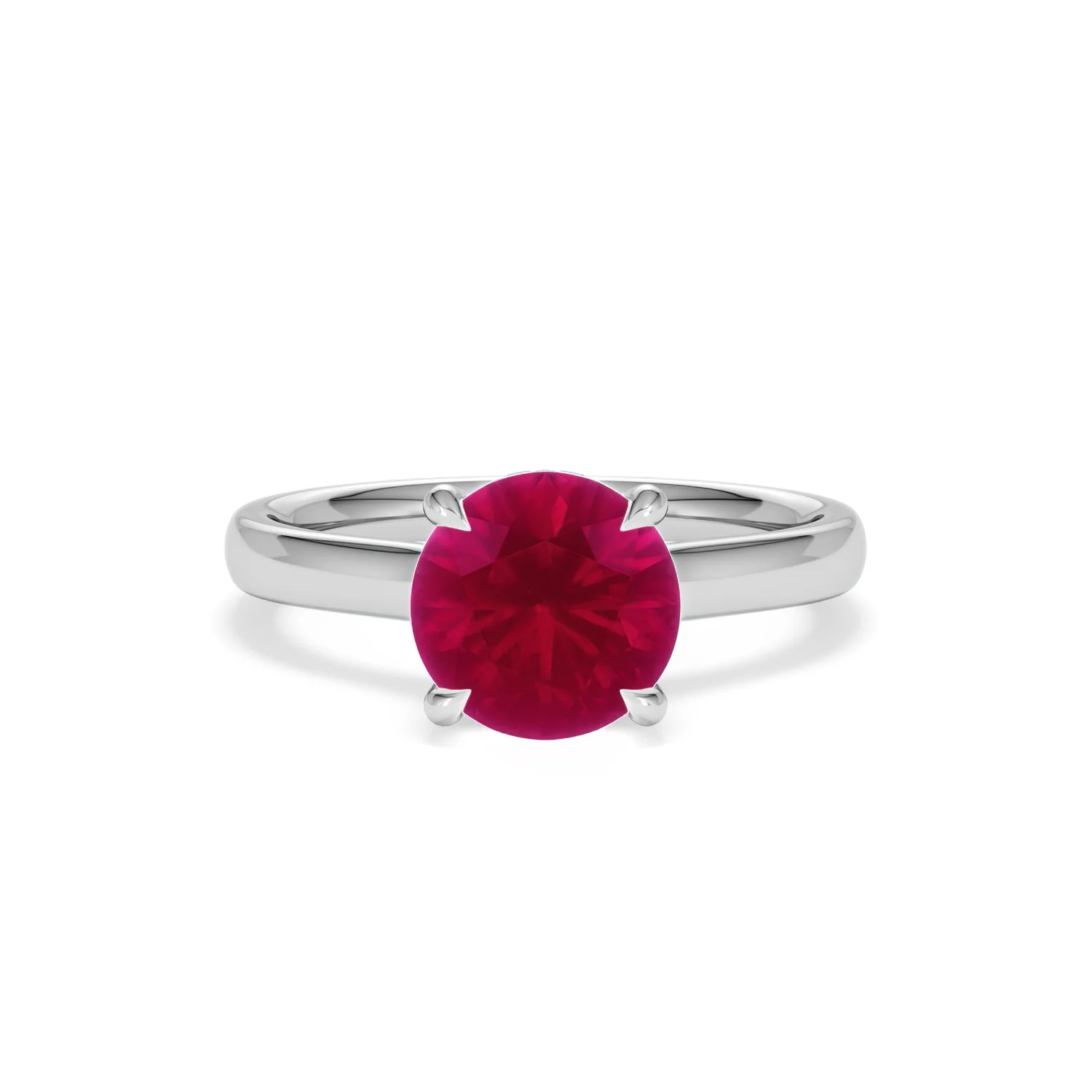 Amora Gem 2.00ct Round Cut Lab Ruby Hidden Halo Engagement Ring in 18K White Gold - Image 9
