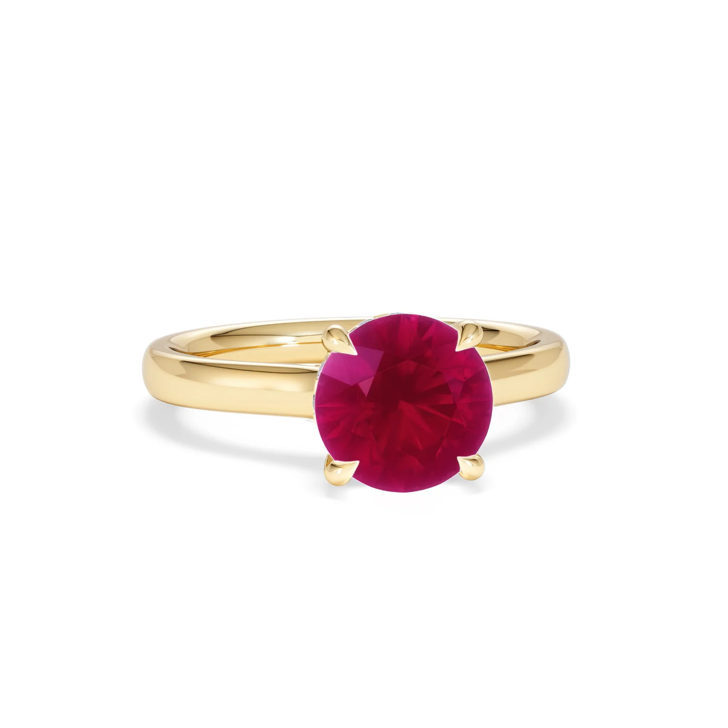 Amora Gem 2.00ct Round Cut Lab Ruby Hidden Halo Engagement Ring in 18K Yellow Gold - Image 11