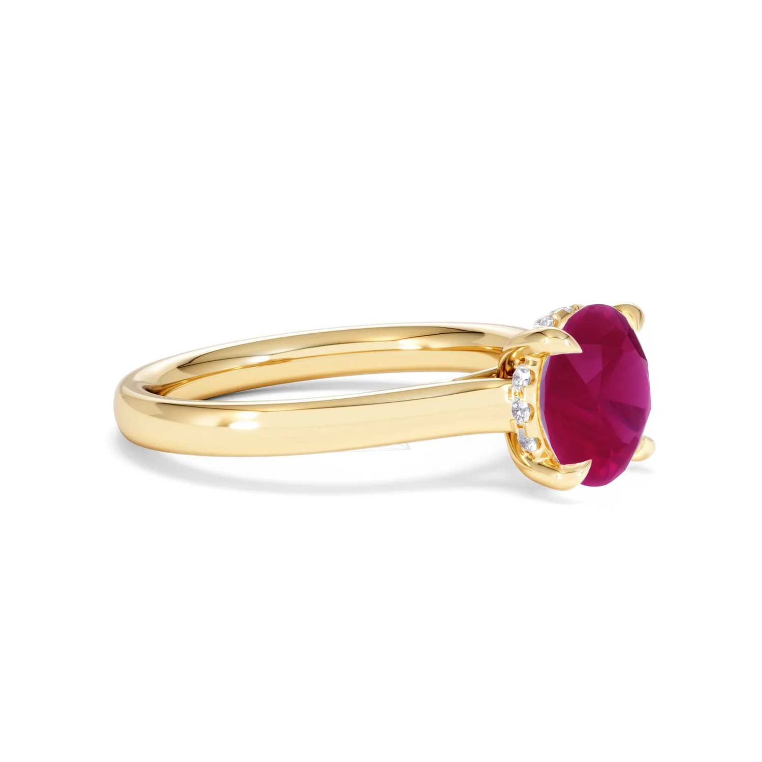 Amora Gem 2.00ct Round Cut Lab Ruby Hidden Halo Engagement Ring in 18K Yellow Gold - Image 21