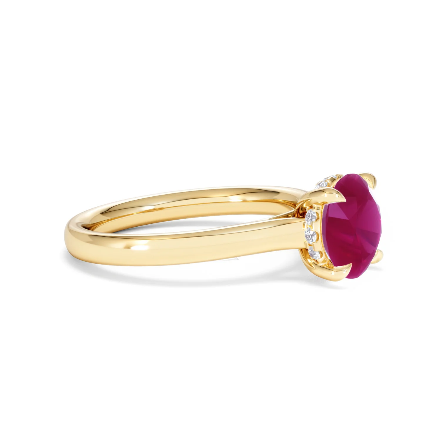 Amora Gem 2.00ct Round Cut Lab Ruby Hidden Halo Engagement Ring in 18K Yellow Gold - Image 22