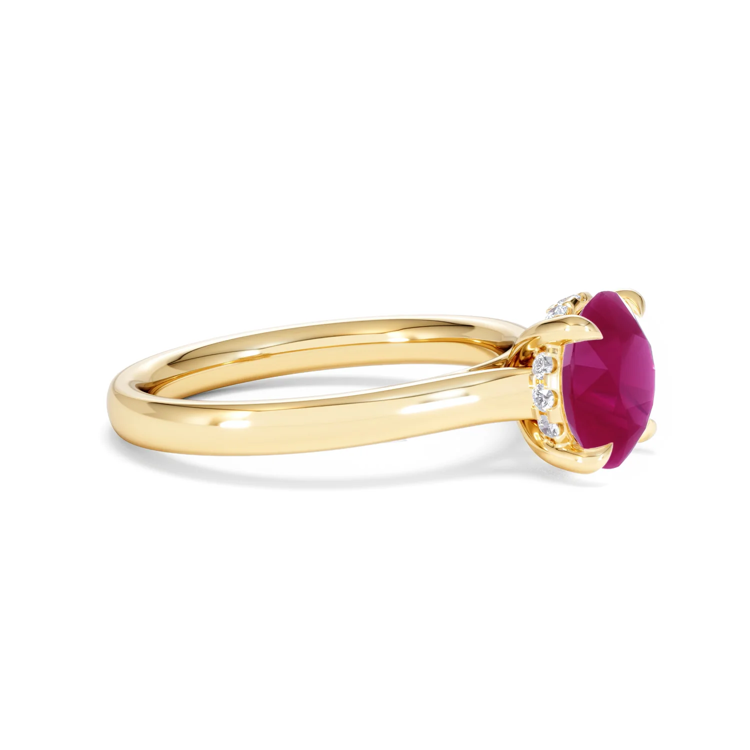 Amora Gem 2.00ct Round Cut Lab Ruby Hidden Halo Engagement Ring in 18K Yellow Gold - Image 23