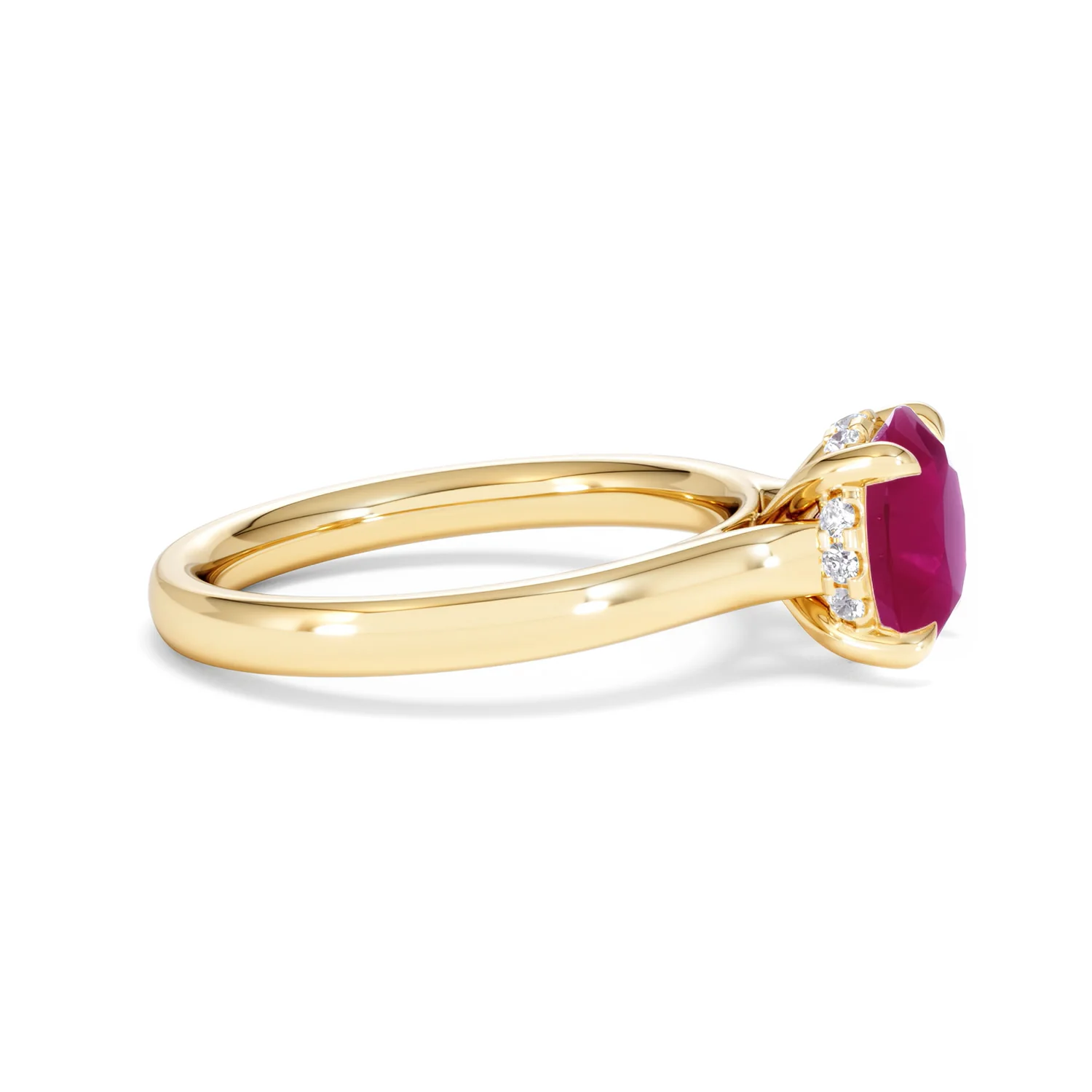 Amora Gem 2.00ct Round Cut Lab Ruby Hidden Halo Engagement Ring in 18K Yellow Gold - Image 26