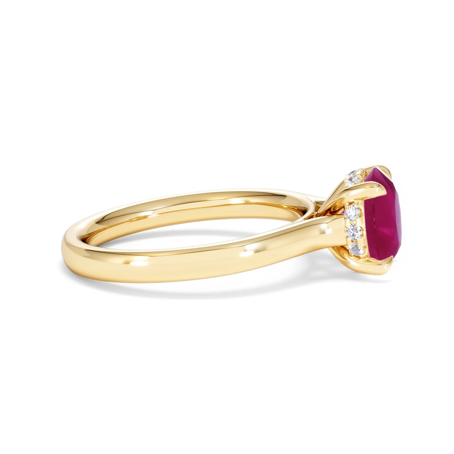 Amora Gem 2.00ct Round Cut Lab Ruby Hidden Halo Engagement Ring in 18K Yellow Gold - Image 27