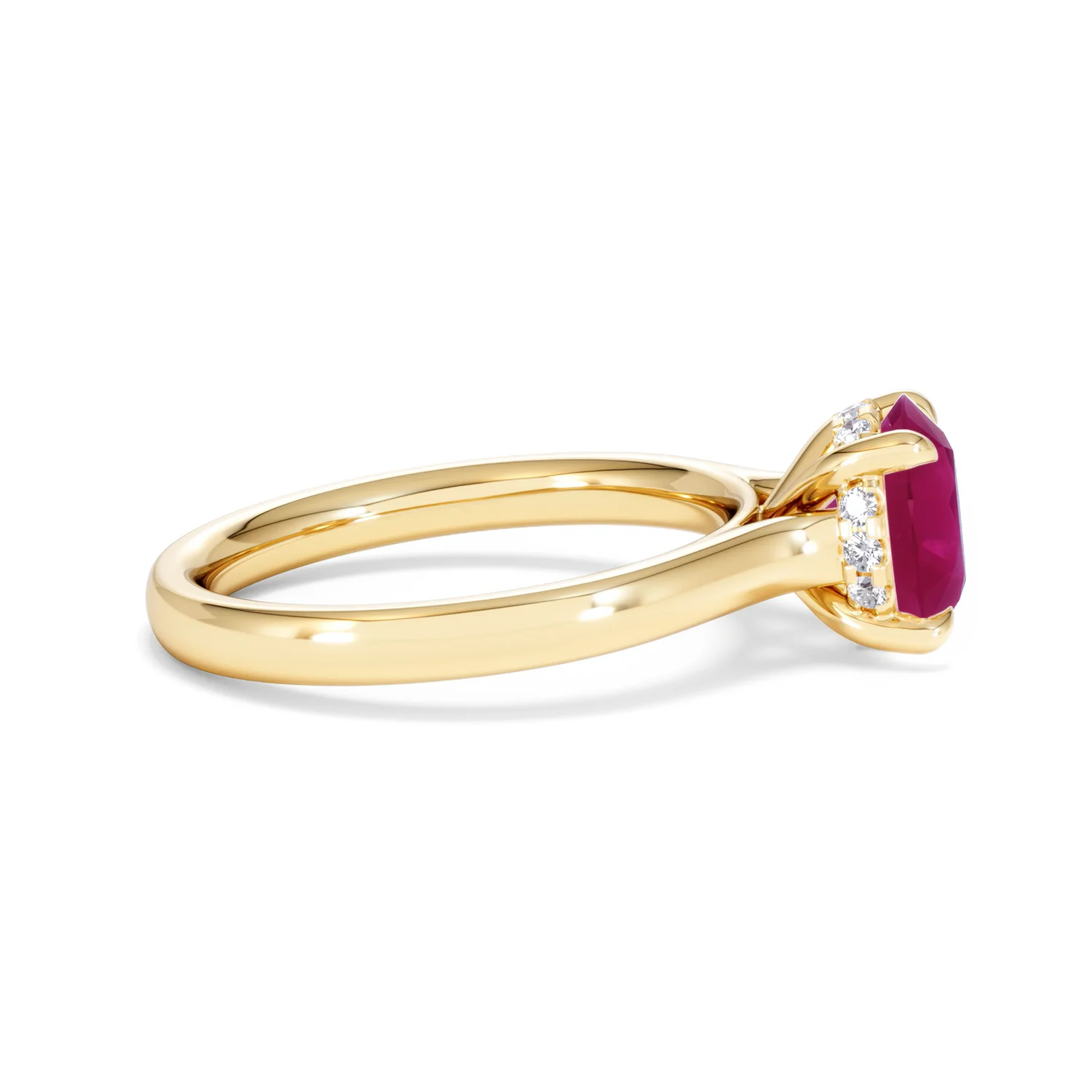Amora Gem 2.00ct Round Cut Lab Ruby Hidden Halo Engagement Ring in 18K Yellow Gold - Image 28