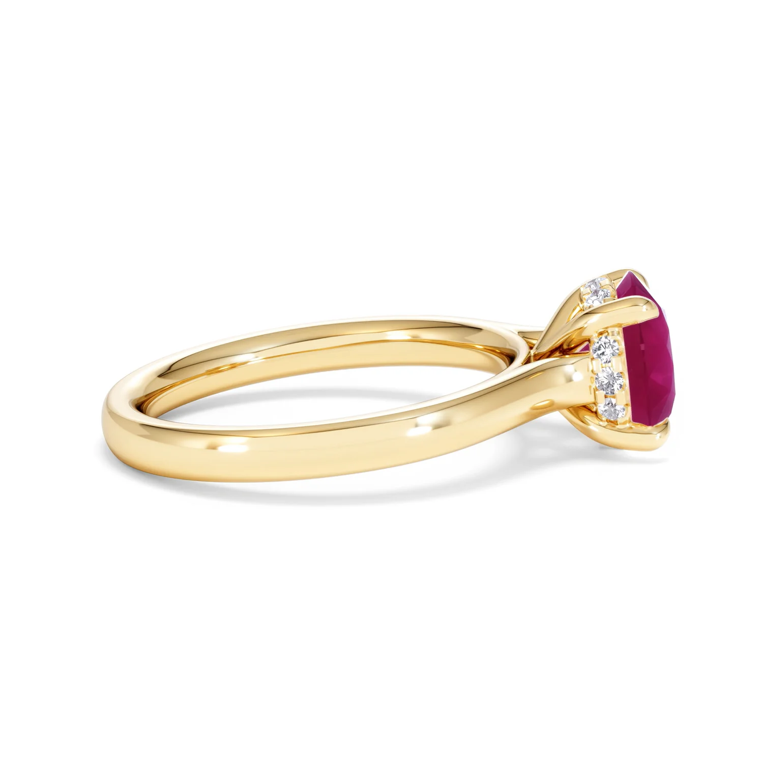 Amora Gem 2.00ct Round Cut Lab Ruby Hidden Halo Engagement Ring in 18K Yellow Gold - Image 29