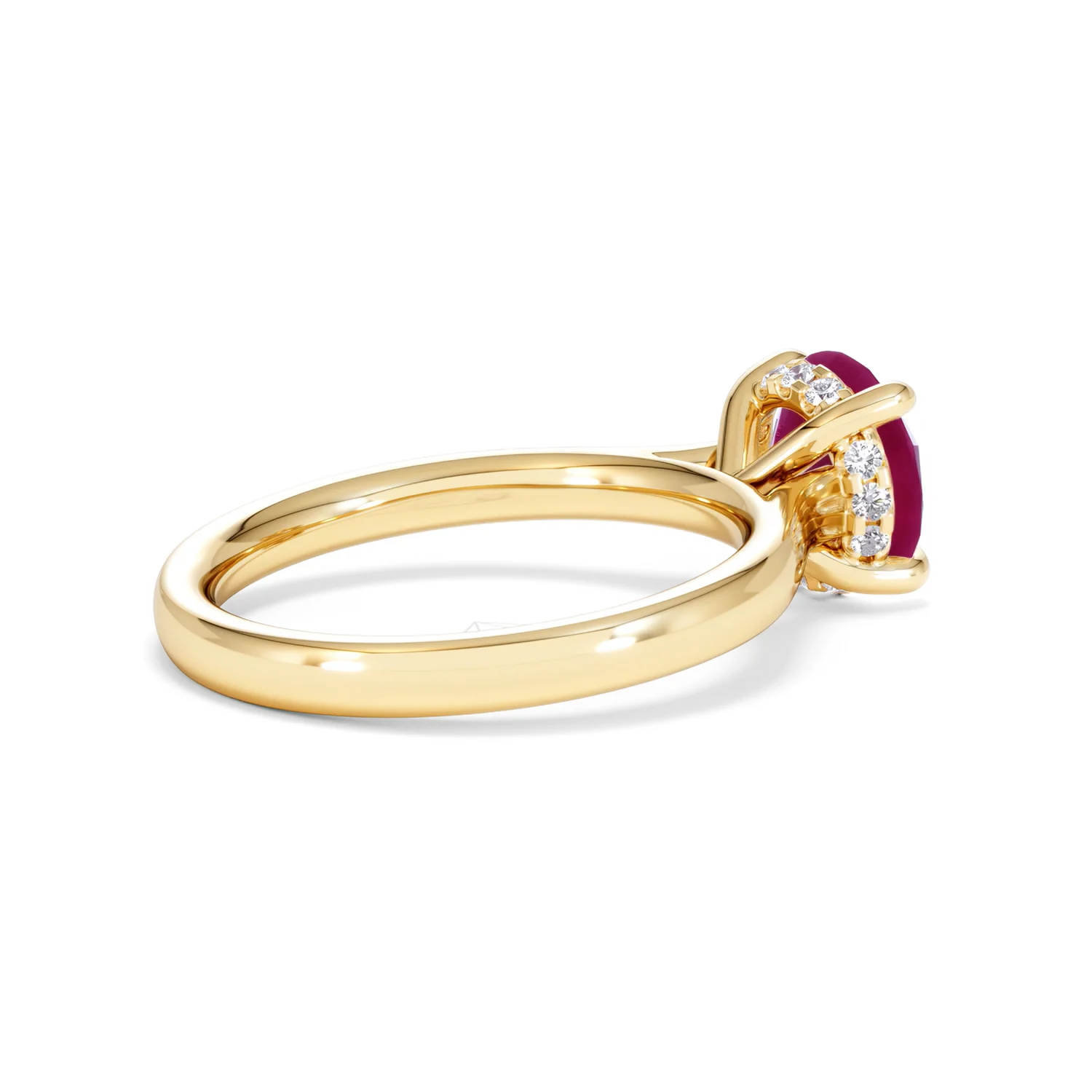 Amora Gem 2.00ct Round Cut Lab Ruby Hidden Halo Engagement Ring in 18K Yellow Gold - Image 36