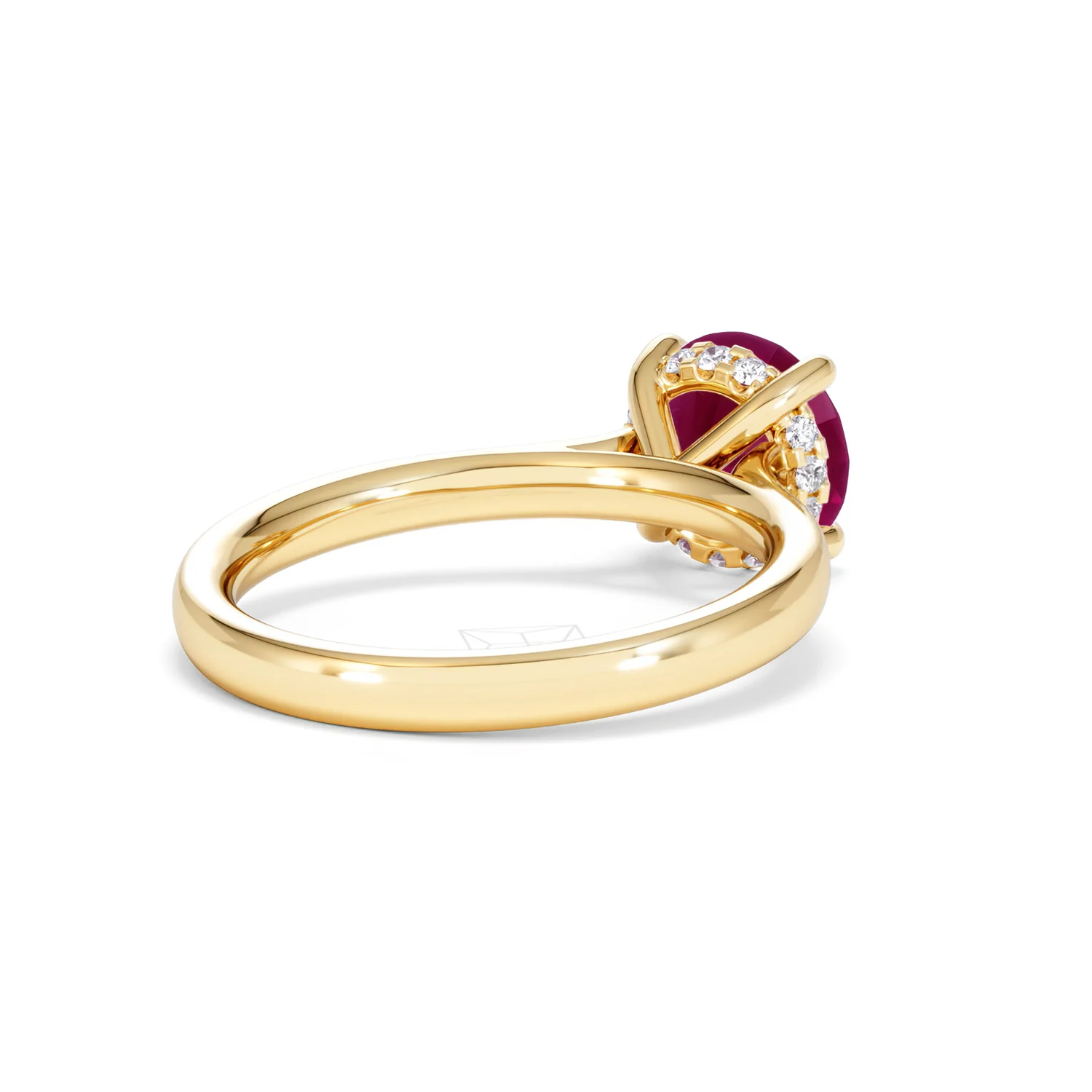 Amora Gem 2.00ct Round Cut Lab Ruby Hidden Halo Engagement Ring in 18K Yellow Gold - Image 41