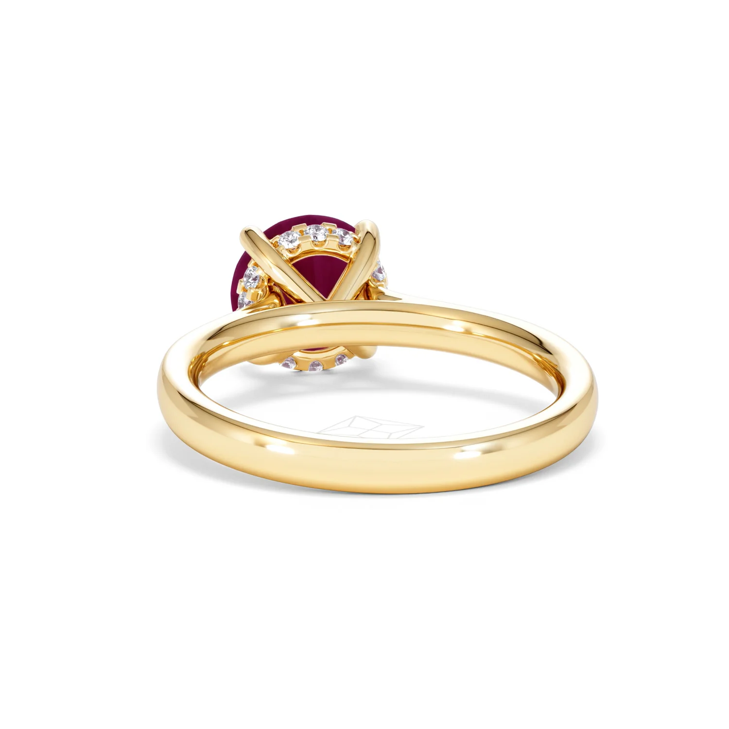 Amora Gem 2.00ct Round Cut Lab Ruby Hidden Halo Engagement Ring in 18K Yellow Gold - Image 52