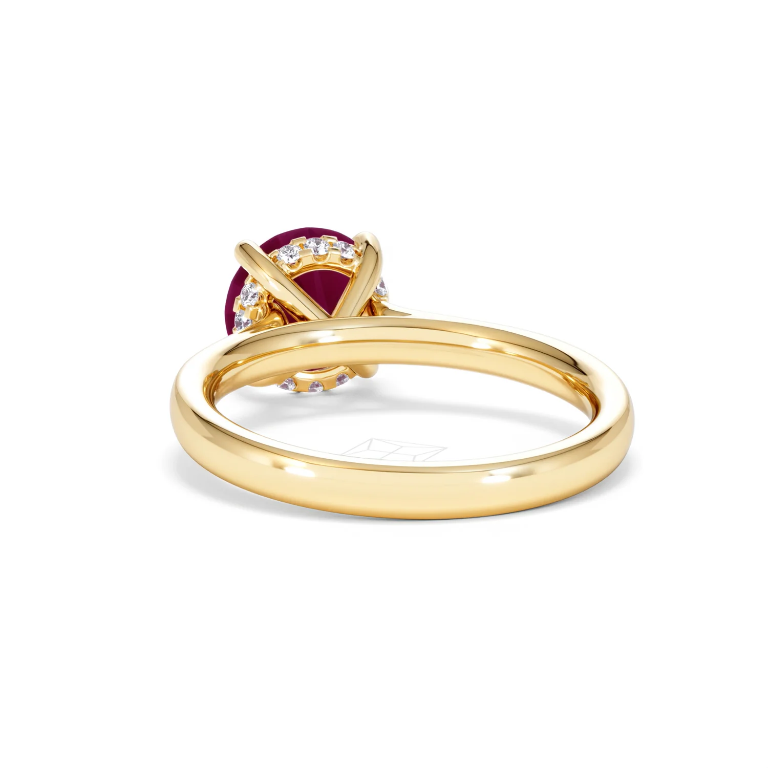 Amora Gem 2.00ct Round Cut Lab Ruby Hidden Halo Engagement Ring in 18K Yellow Gold - Image 53
