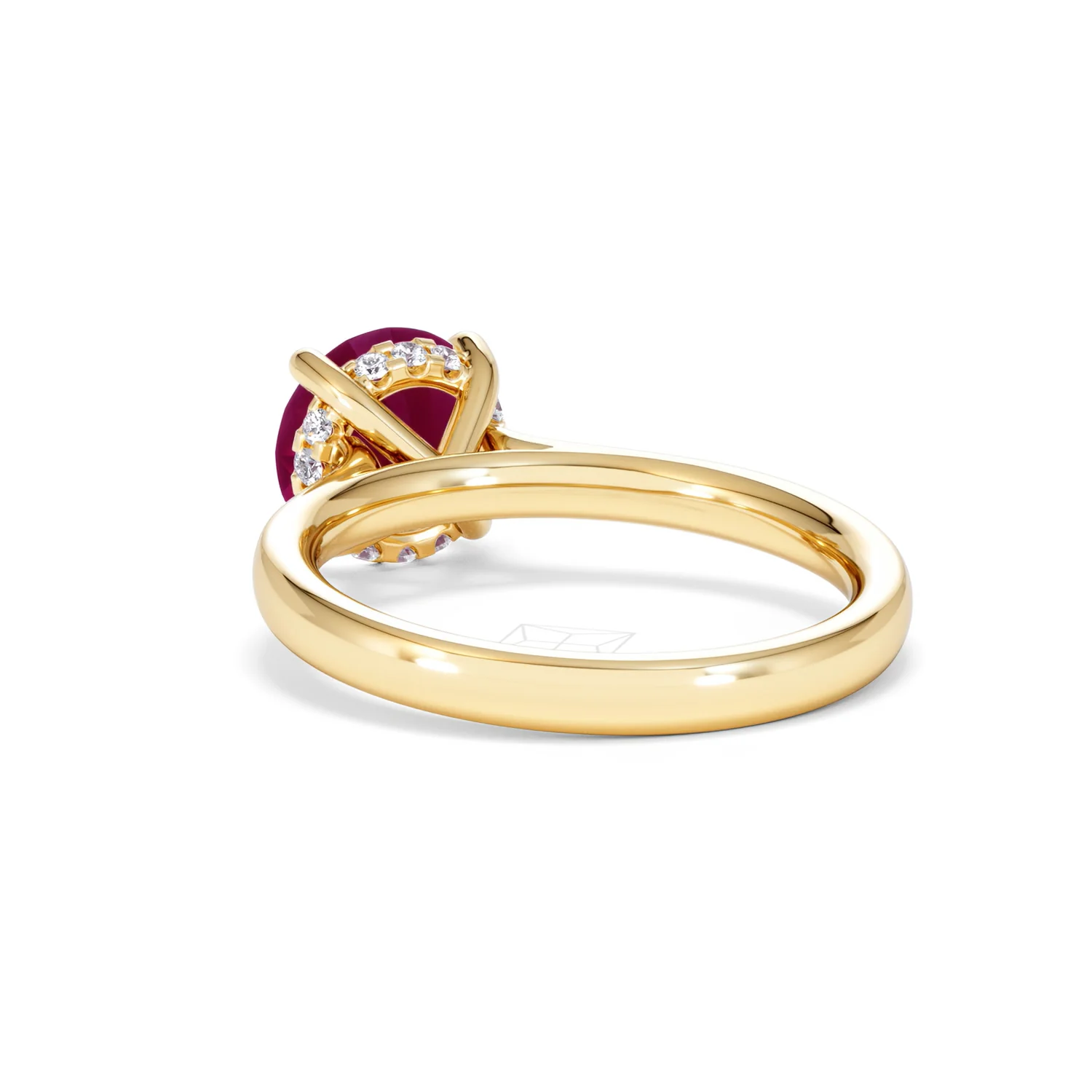 Amora Gem 2.00ct Round Cut Lab Ruby Hidden Halo Engagement Ring in 18K Yellow Gold - Image 55