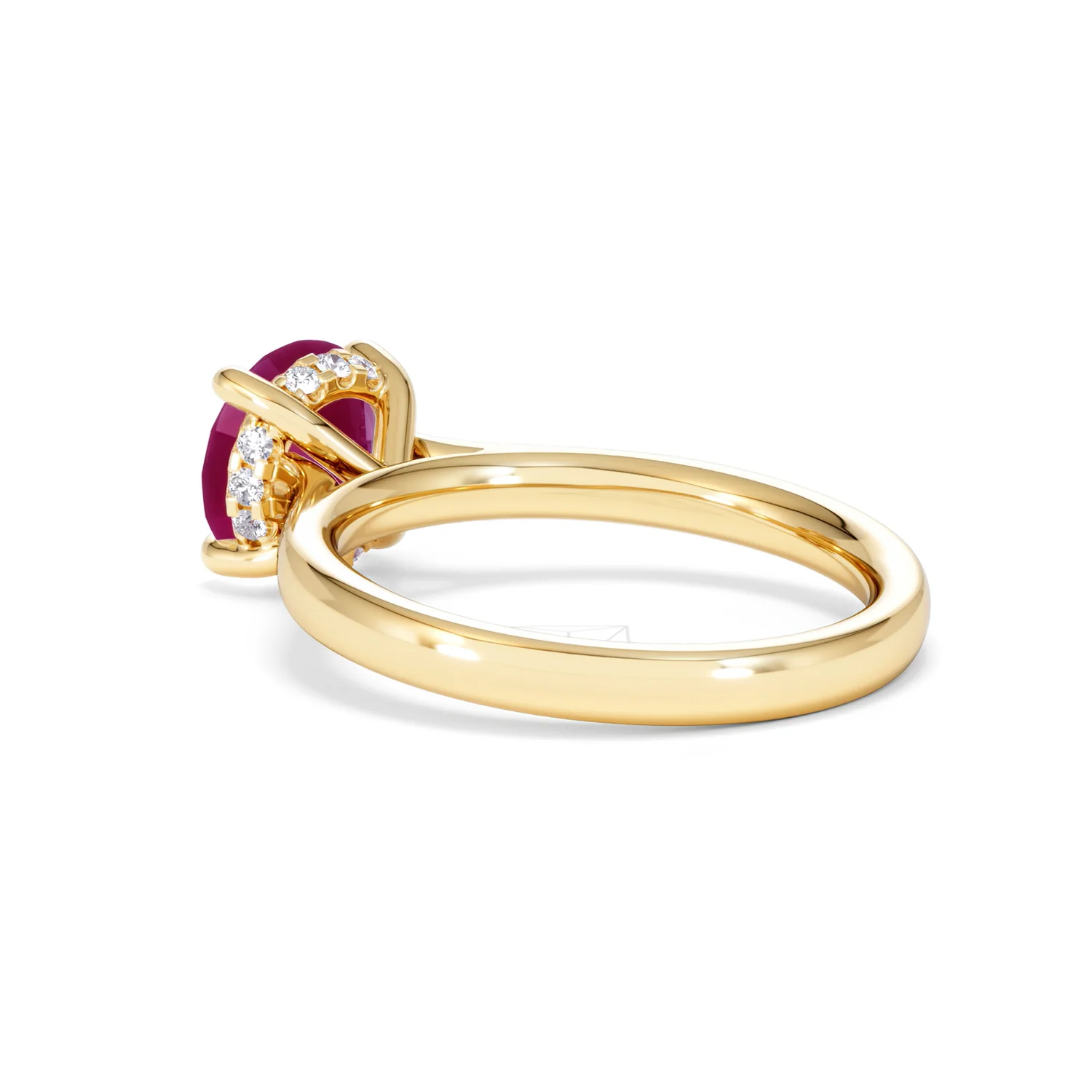 Amora Gem 2.00ct Round Cut Lab Ruby Hidden Halo Engagement Ring in 18K Yellow Gold - Image 59