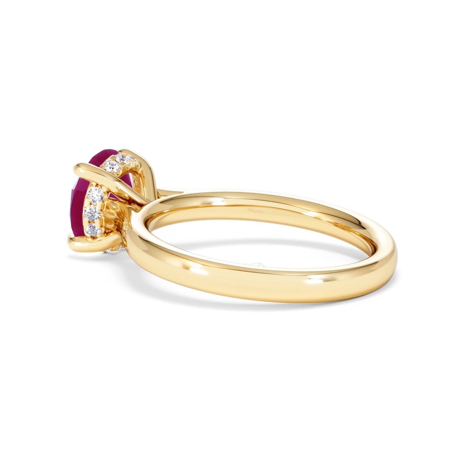 Amora Gem 2.00ct Round Cut Lab Ruby Hidden Halo Engagement Ring in 18K Yellow Gold - Image 62