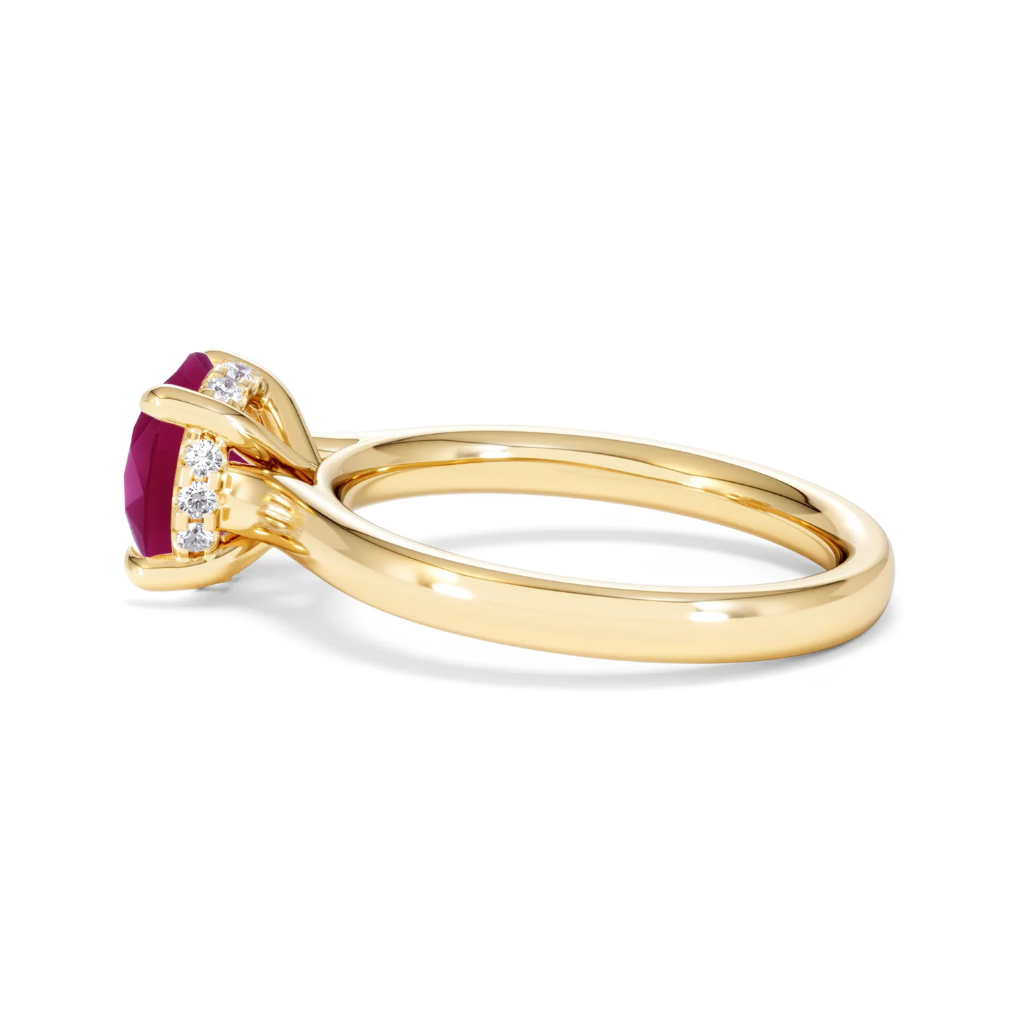 Amora Gem 2.00ct Round Cut Lab Ruby Hidden Halo Engagement Ring in 18K Yellow Gold - Image 66