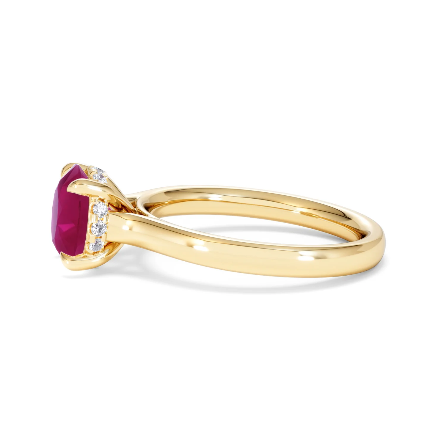 Amora Gem 2.00ct Round Cut Lab Ruby Hidden Halo Engagement Ring in 18K Yellow Gold - Image 71