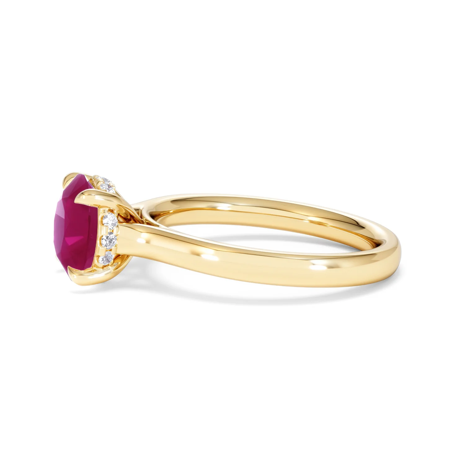 Amora Gem 2.00ct Round Cut Lab Ruby Hidden Halo Engagement Ring in 18K Yellow Gold - Image 72
