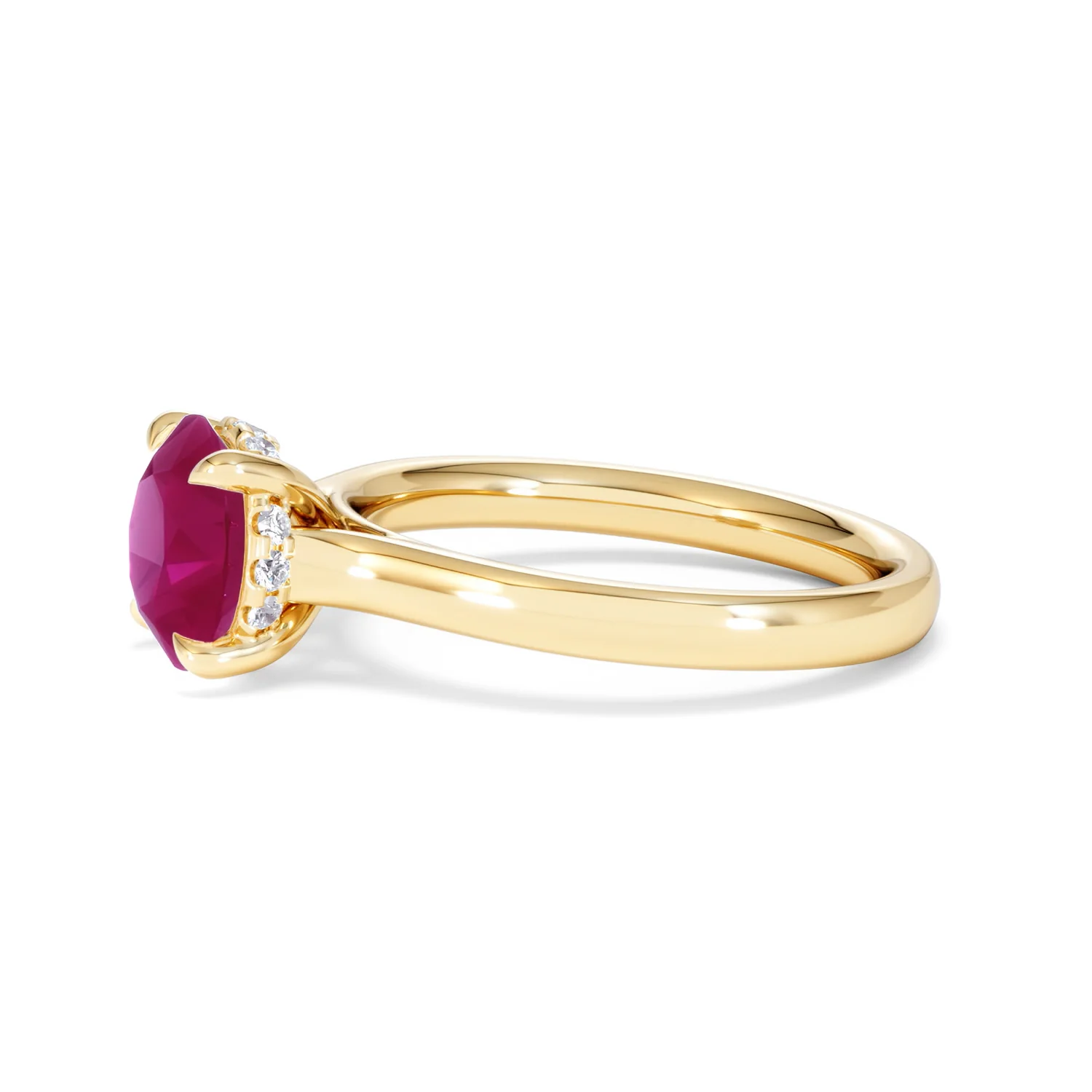 Amora Gem 2.00ct Round Cut Lab Ruby Hidden Halo Engagement Ring in 18K Yellow Gold - Image 73