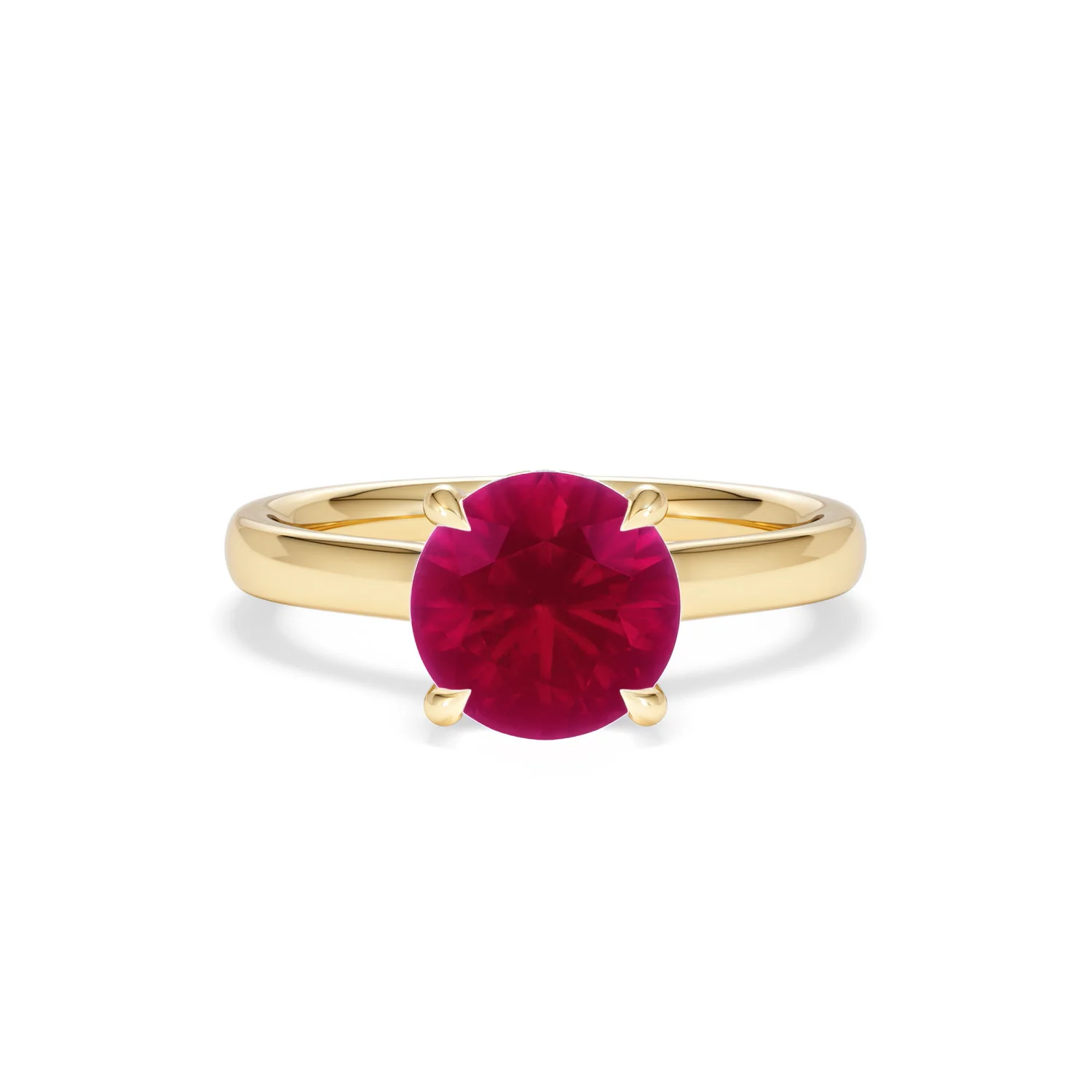 Amora Gem 2.00ct Round Cut Lab Ruby Hidden Halo Engagement Ring in 18K Yellow Gold - Image 9