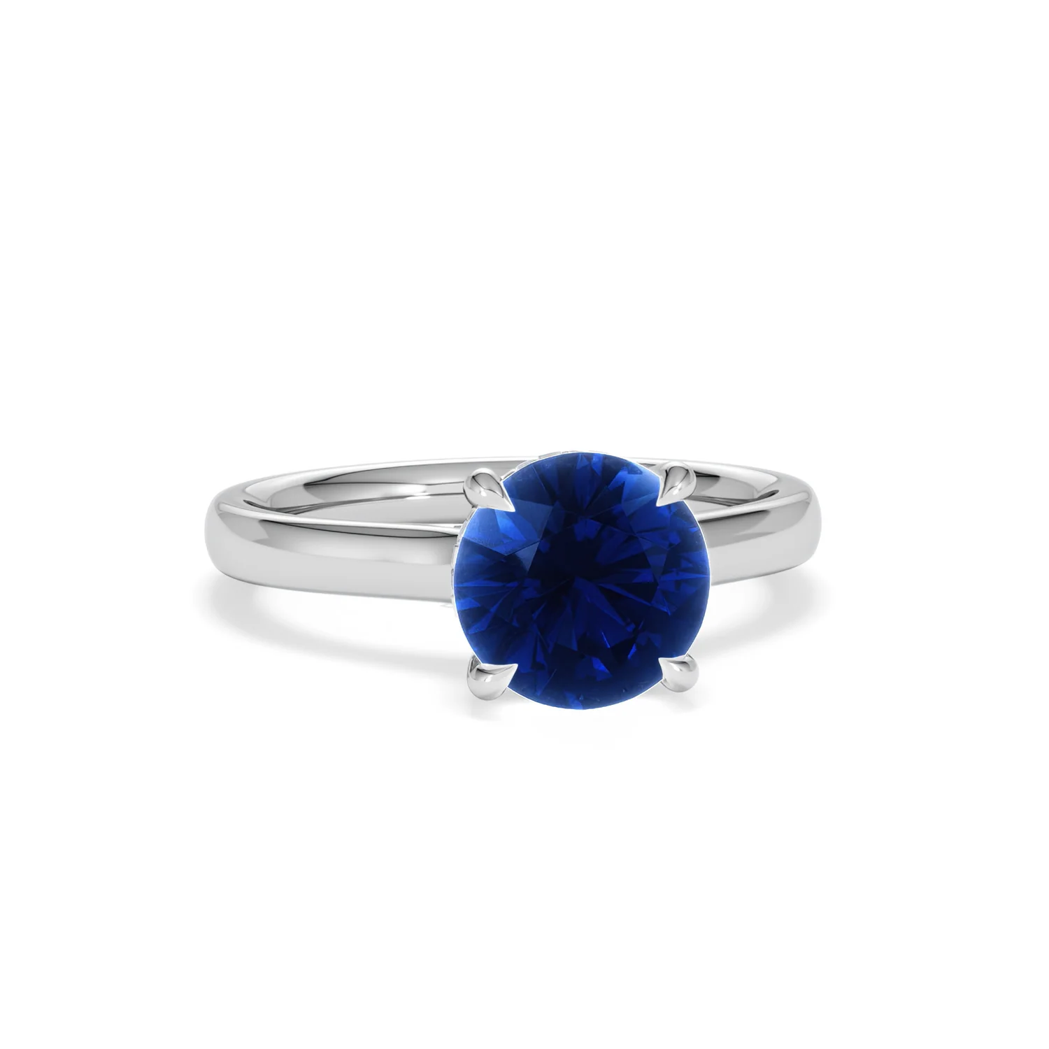 Amora Gem 2.00ct Round Cut Lab Sapphire Hidden Halo Engagement Ring in 18K White Gold - Image 10