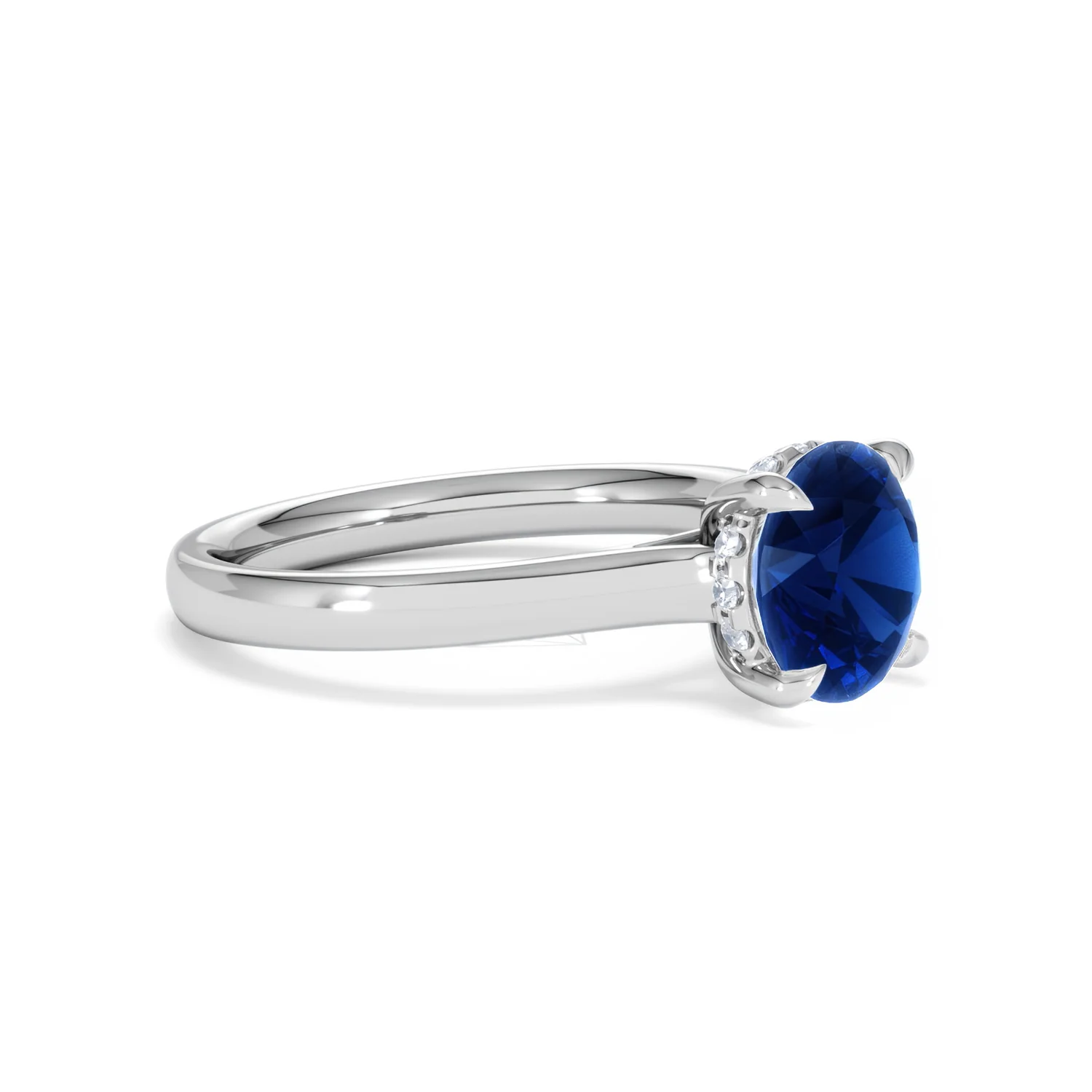 Amora Gem 2.00ct Round Cut Lab Sapphire Hidden Halo Engagement Ring in 18K White Gold - Image 19