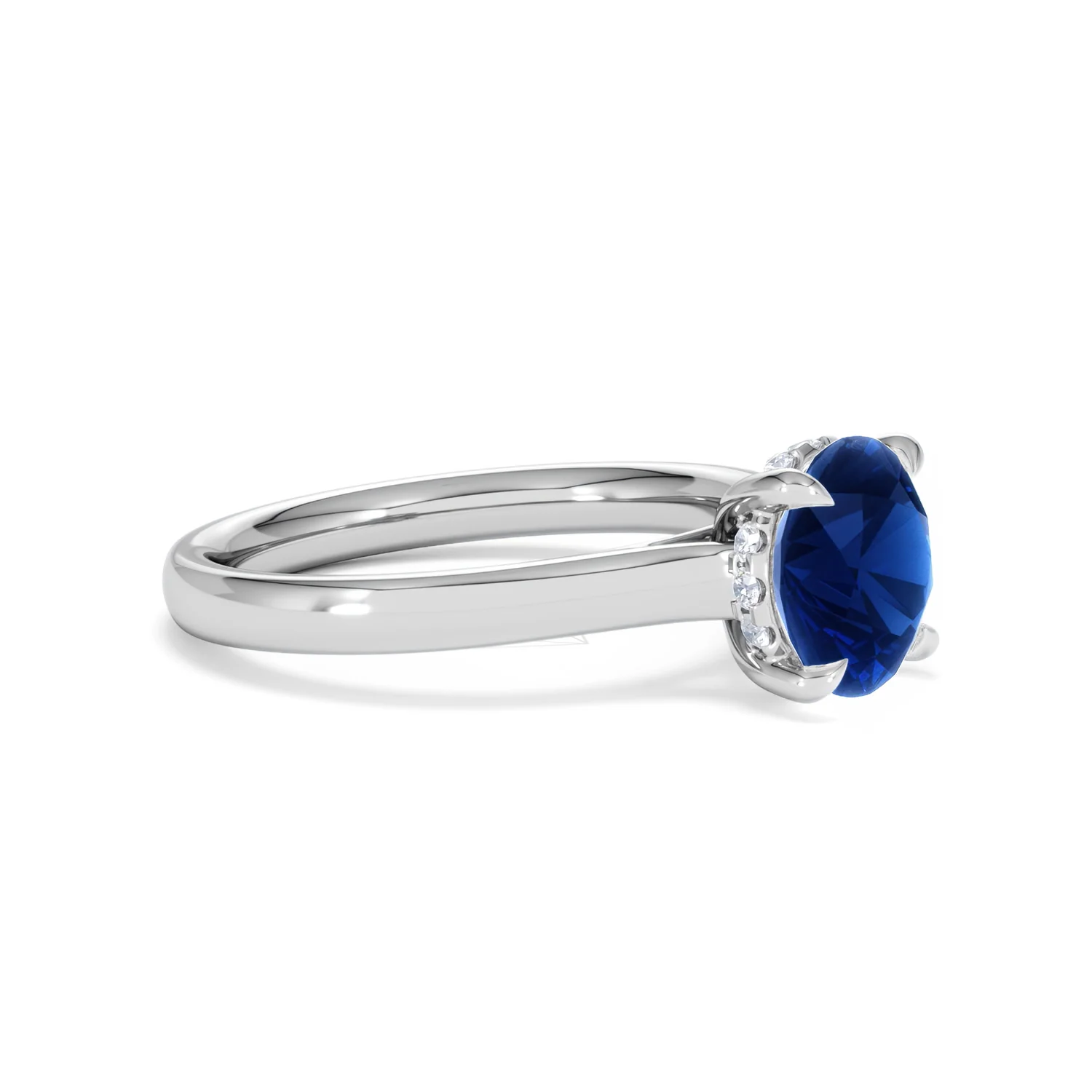 Amora Gem 2.00ct Round Cut Lab Sapphire Hidden Halo Engagement Ring in 18K White Gold - Image 20