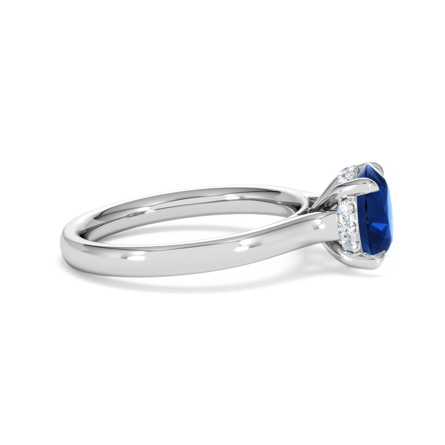 Amora Gem 2.00ct Round Cut Lab Sapphire Hidden Halo Engagement Ring in 18K White Gold - Image 26