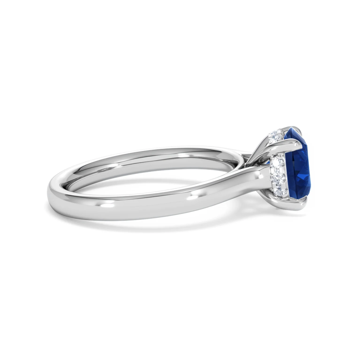 Amora Gem 2.00ct Round Cut Lab Sapphire Hidden Halo Engagement Ring in 18K White Gold - Image 27