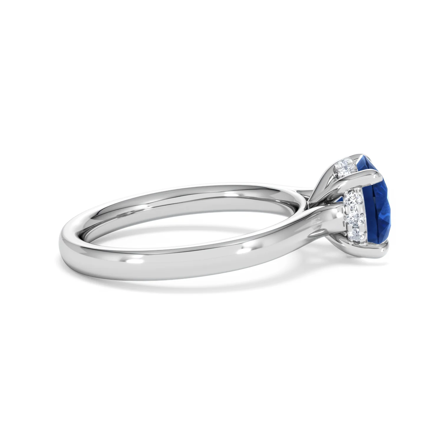 Amora Gem 2.00ct Round Cut Lab Sapphire Hidden Halo Engagement Ring in 18K White Gold - Image 29