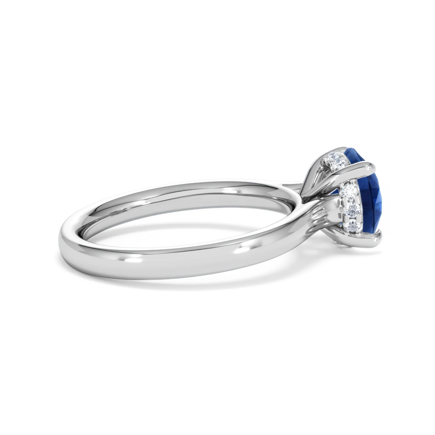 Amora Gem 2.00ct Round Cut Lab Sapphire Hidden Halo Engagement Ring in 18K White Gold - Image 31