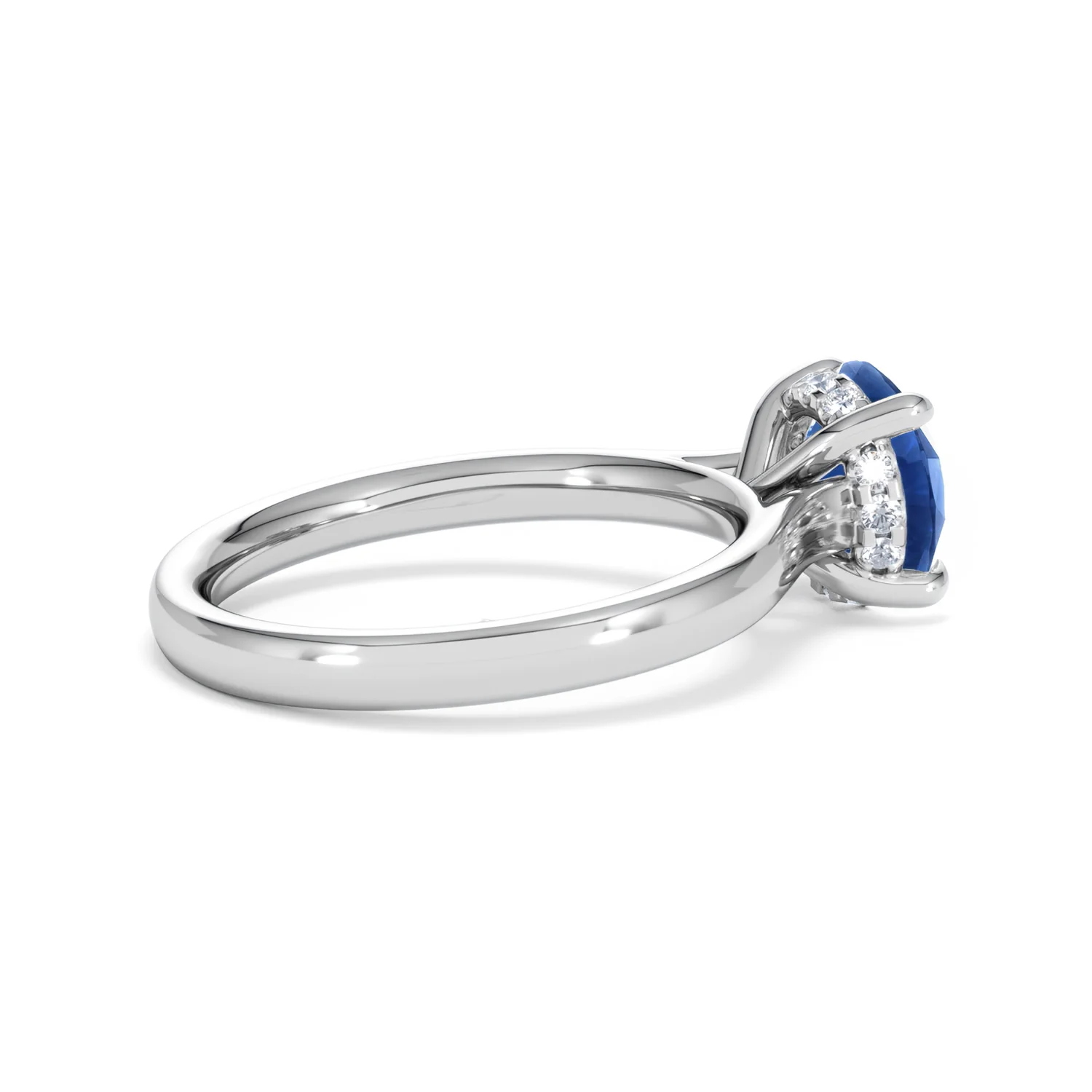 Amora Gem 2.00ct Round Cut Lab Sapphire Hidden Halo Engagement Ring in 18K White Gold - Image 33