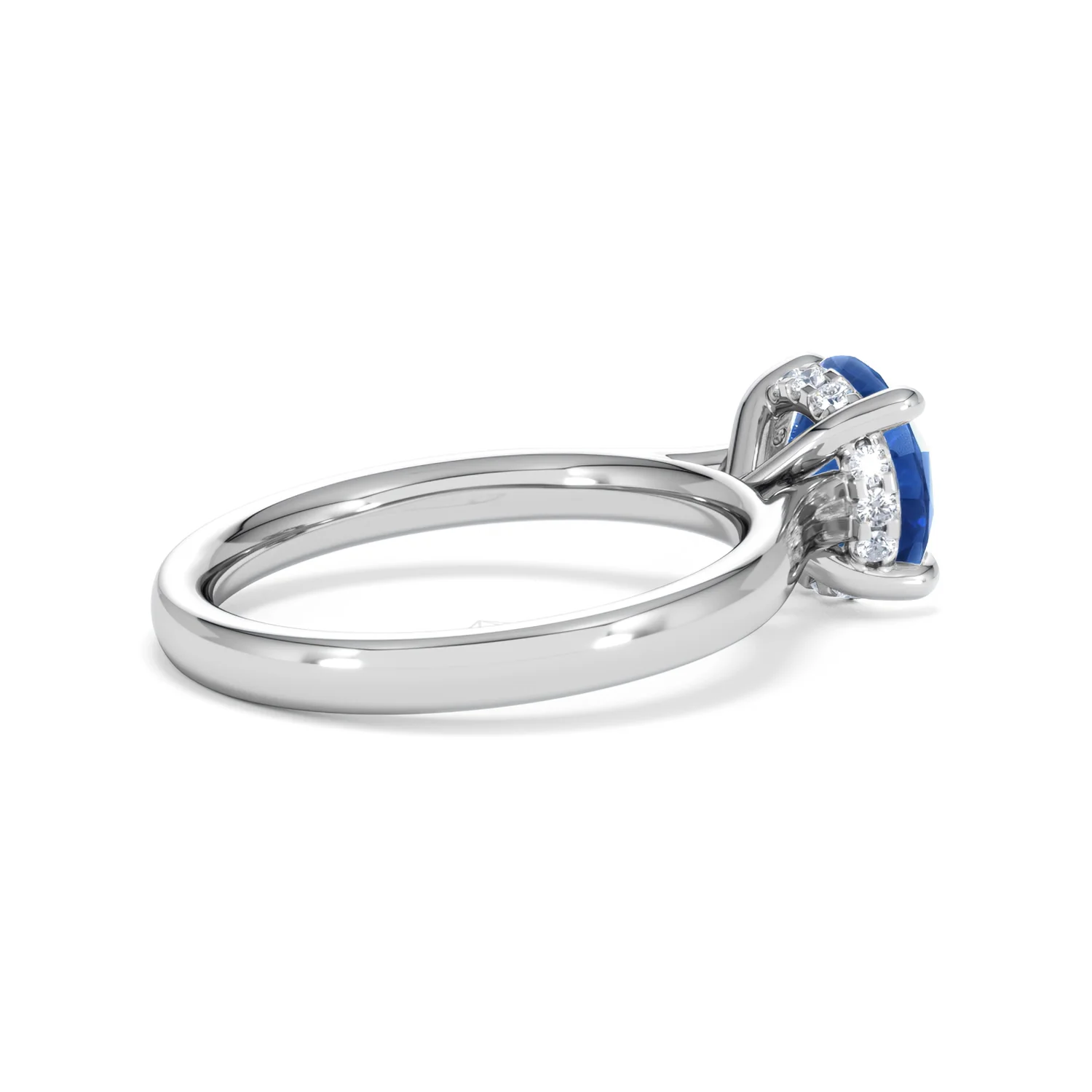 Amora Gem 2.00ct Round Cut Lab Sapphire Hidden Halo Engagement Ring in 18K White Gold - Image 34