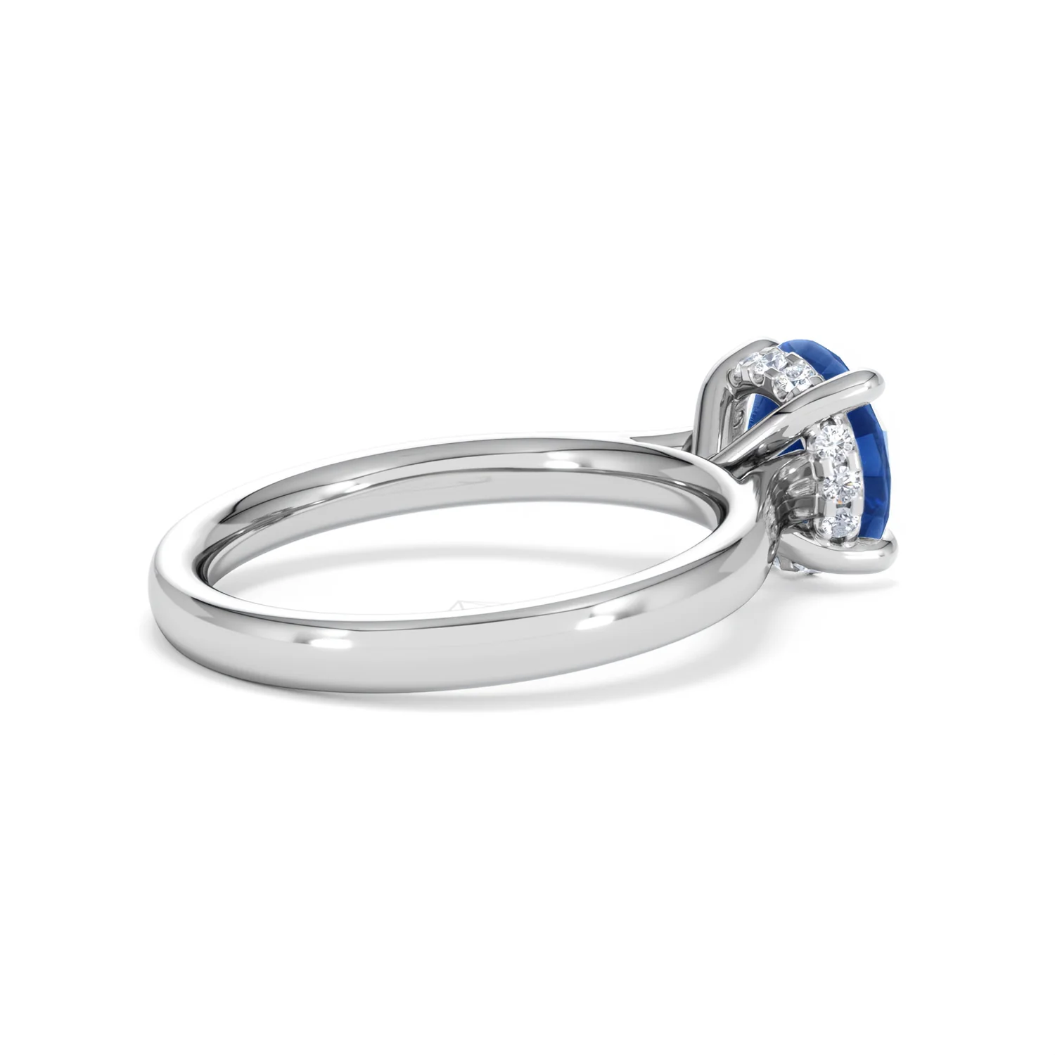 Amora Gem 2.00ct Round Cut Lab Sapphire Hidden Halo Engagement Ring in 18K White Gold - Image 35